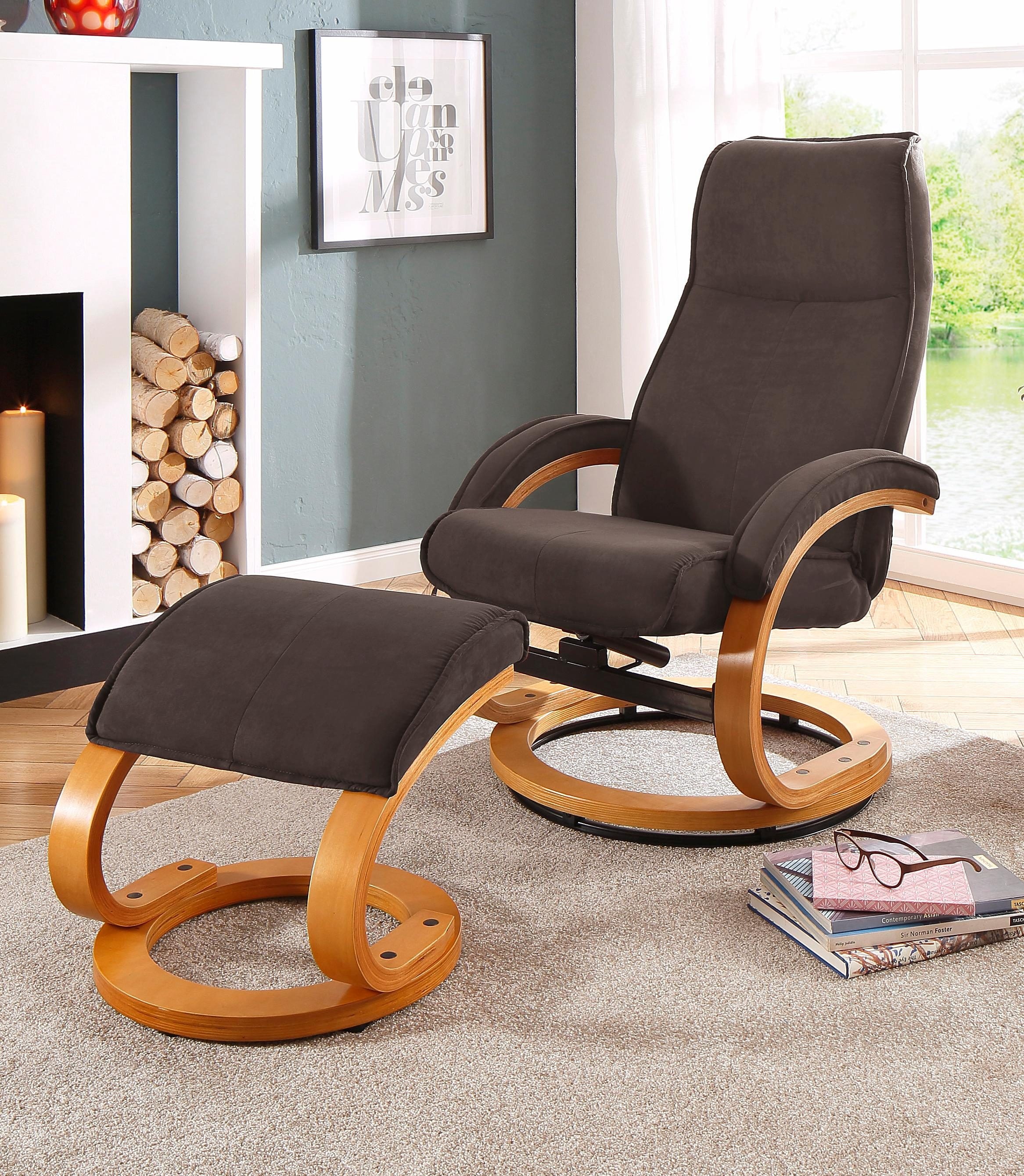Home affaire Relaxsessel »Paris, TV-Sessel mit Hocker und manueller Liegefunktion«, (Set, 2 St., bestehend aus Sessel und Hocker), Dreh- und Kippfunktion