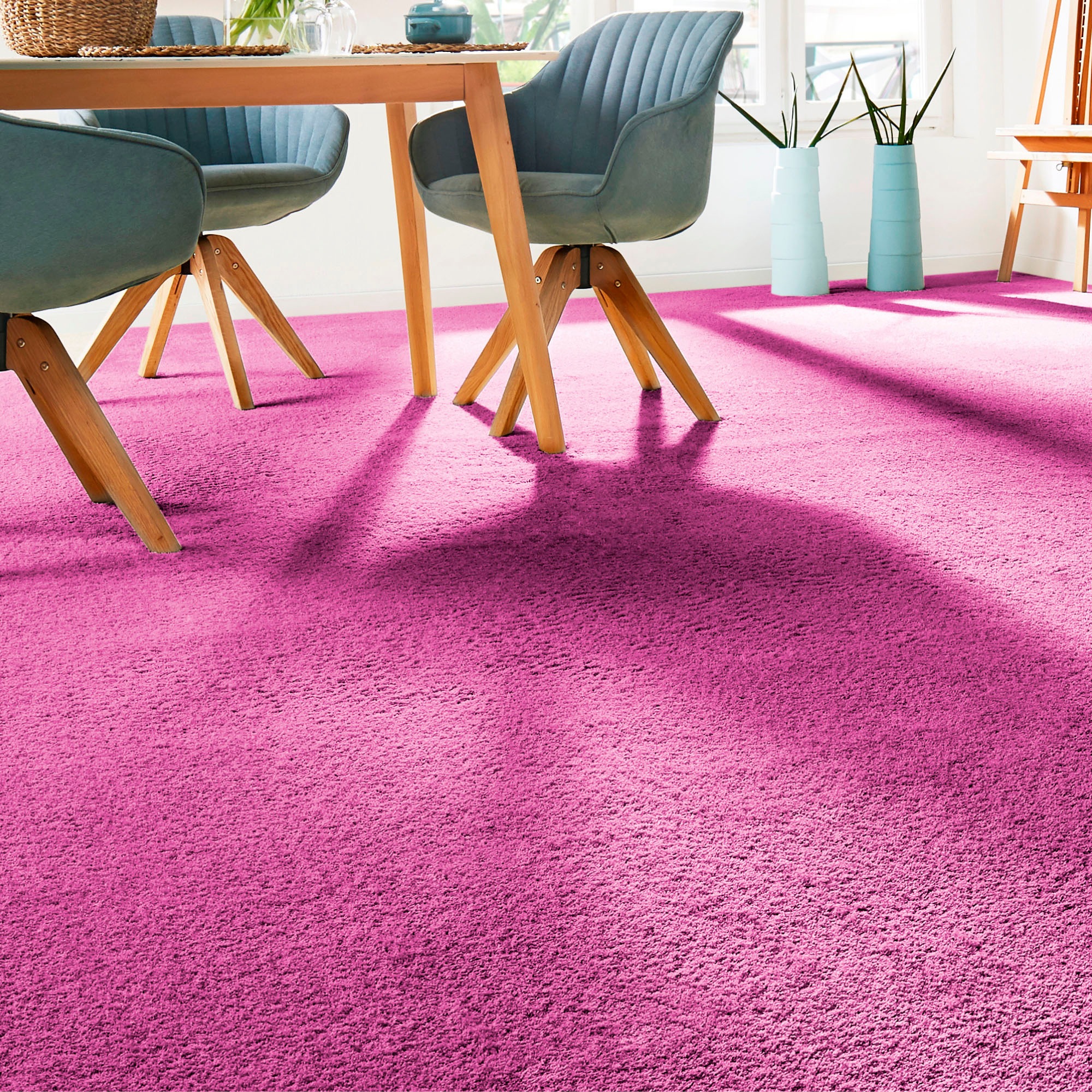 Andiamo Teppichboden »Sophie, Frisee-Velours, Made in Netherlands«, rechteckig, 12 mm Höhe, Uni Farben, Breite 400 cm oder 500 cm, strapazierfähig & pflegeleicht