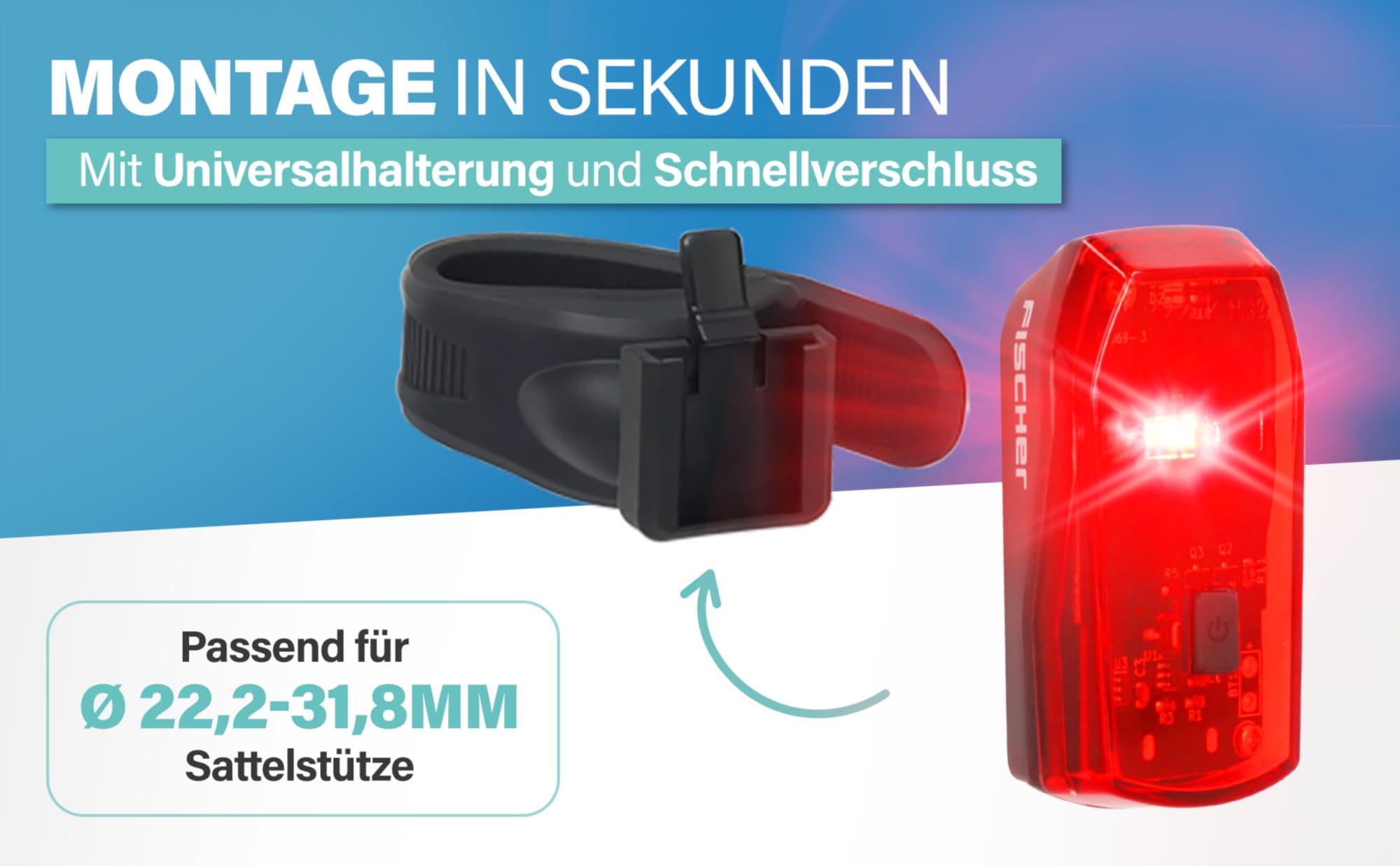 FISCHER Fahrrad Fahrrad-Rücklicht »Akku-Rücklicht “Basic”«