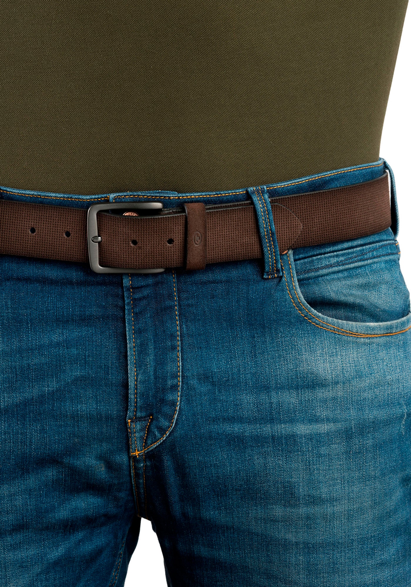 TOM TAILOR Ledergürtel »TTBART«, 4 cm breiter Herrengürtel, Velourslederoptik, bis Gr. 120