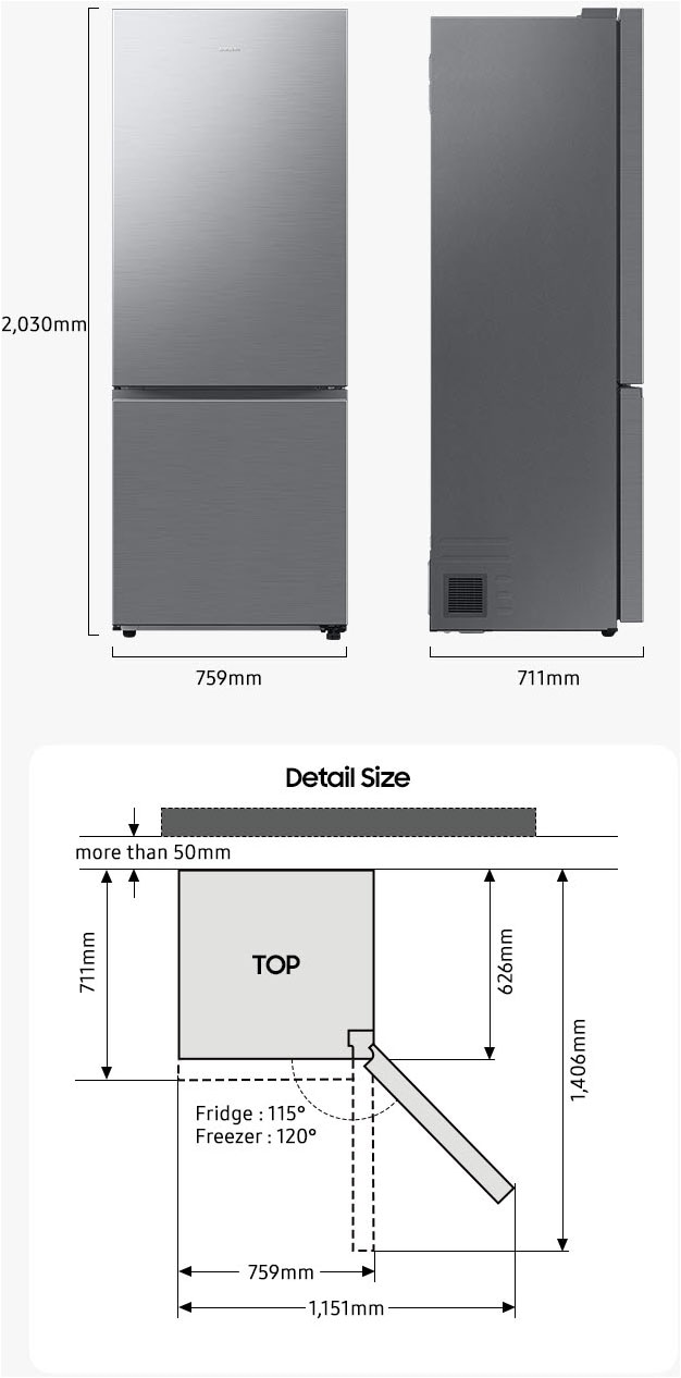 Samsung Kühl-/Gefrierkombination »RB53DG706AB1EF«, RB53DG703CS9, 203 cm hoch, 75,9 cm breit, extra weit 75cm, NoFrost