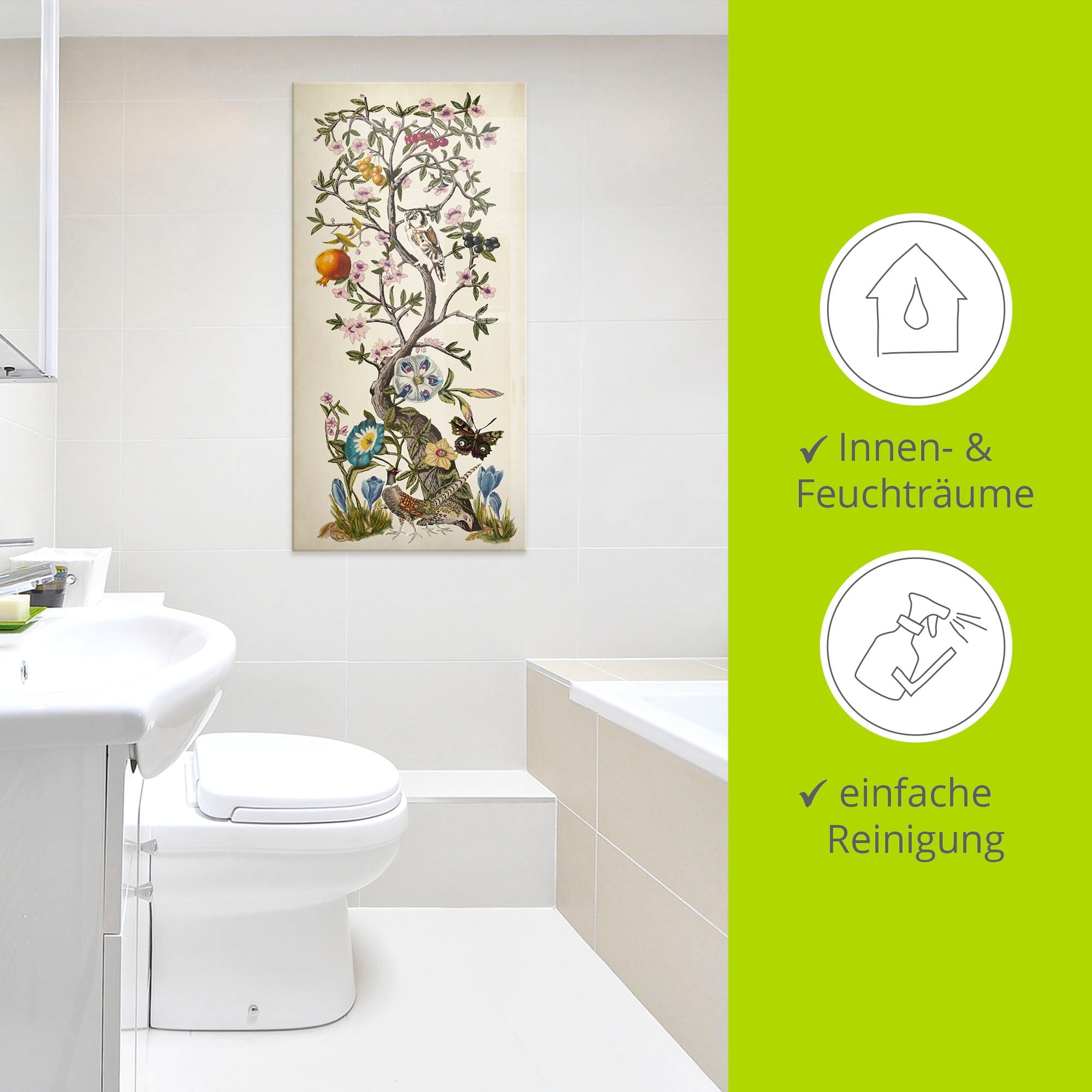 Artland Glasbild »Chinoiserie Natur I«, Pflanzen, (1 St.), in verschiedenen Größen