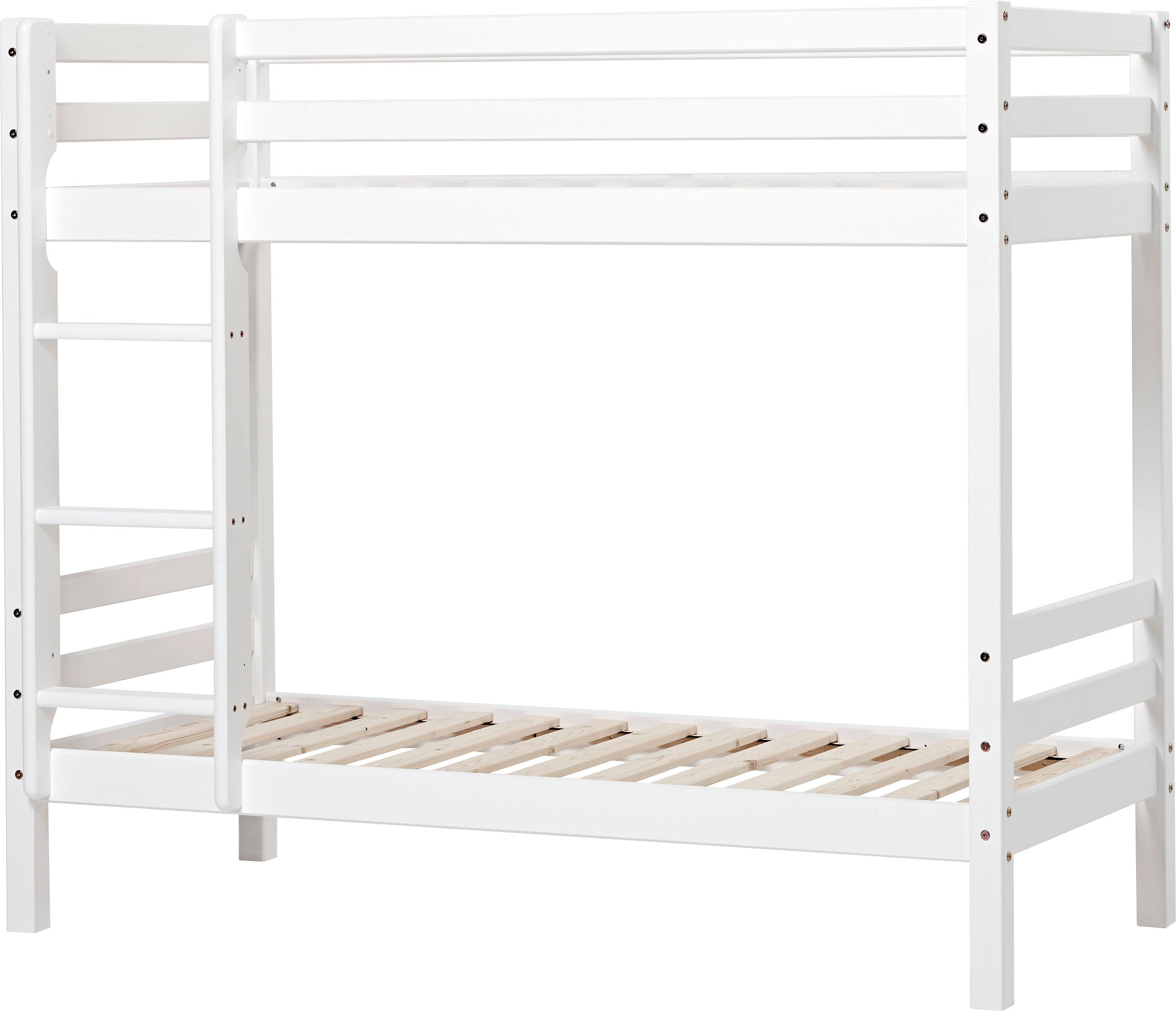 Hoppekids Etagenbett »«Winter Wonderland»«, (Set, 4 St., Bett, Vorhang und zwei Matratzen), 70x160 massiv mit Vorhang & Matratzen