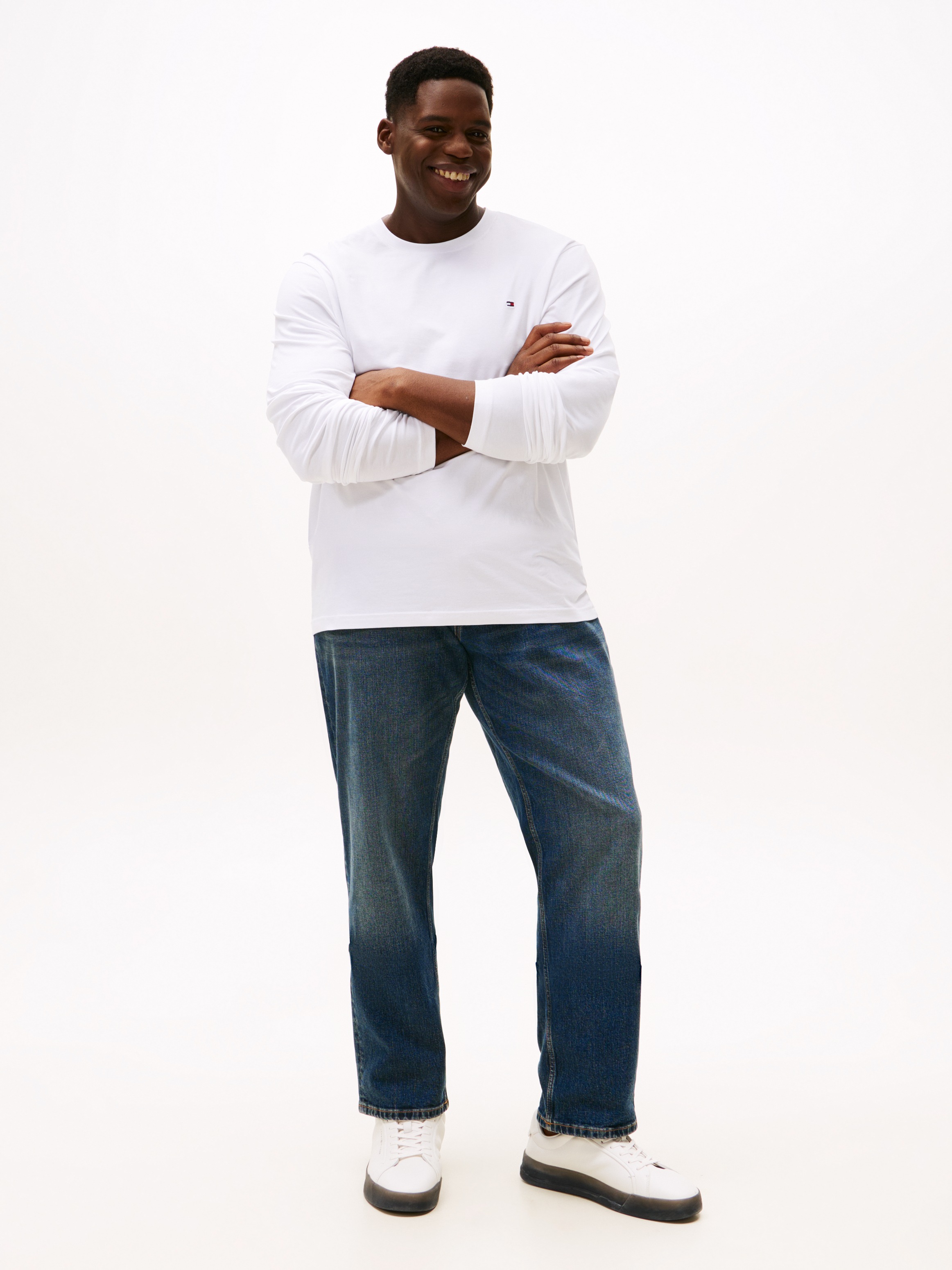 Tommy Hilfiger Big & Tall Longsleeve »BT-STRETCH SLIM FIT TEE-B mit Rundhals und Logo« unifarben, casual, slim fit, Baumwollmix, Rundhals, große Größen