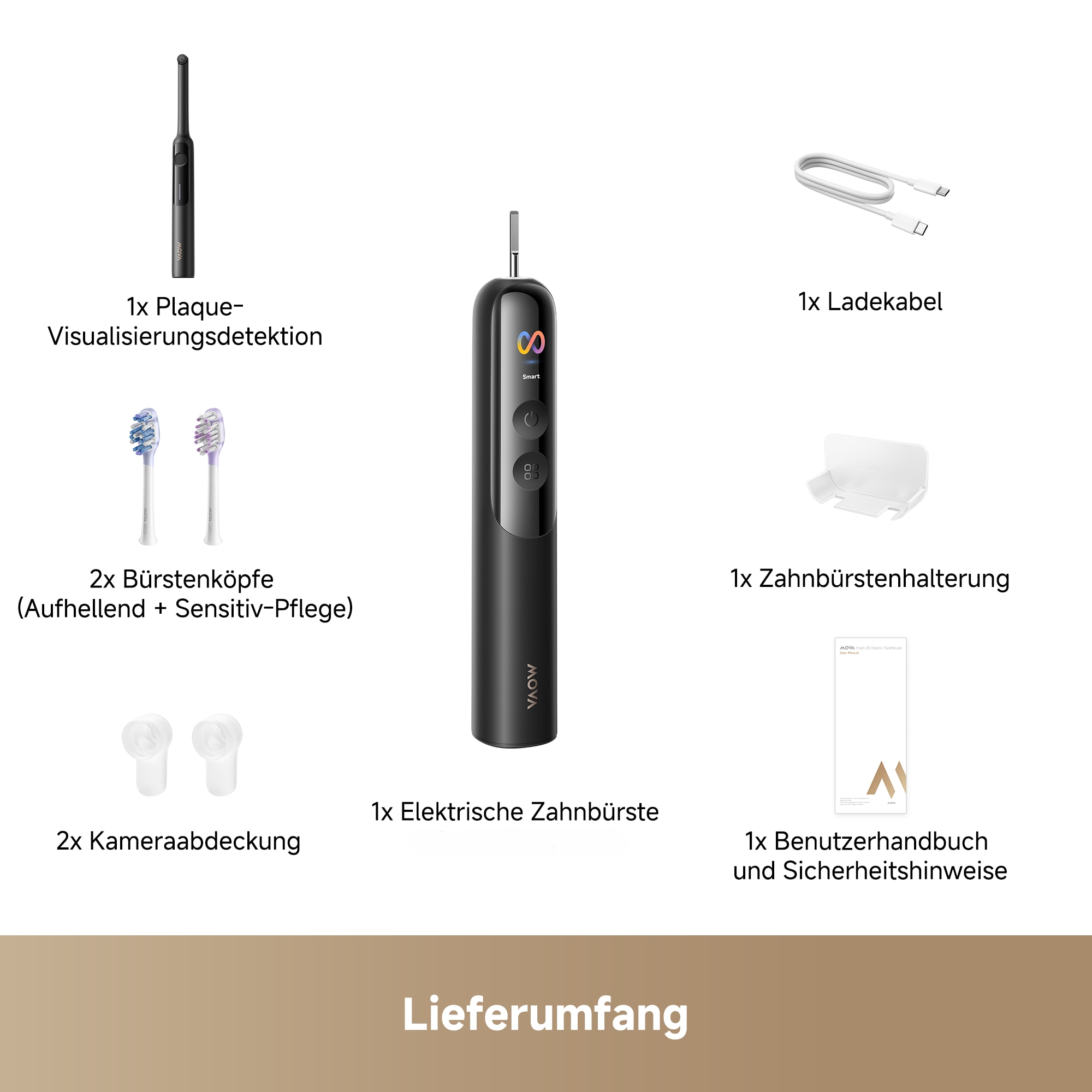 Mova Elektrische Zahnbürste »Fresh 20 Sensus« 2 Stk. Aufsteckbürsten