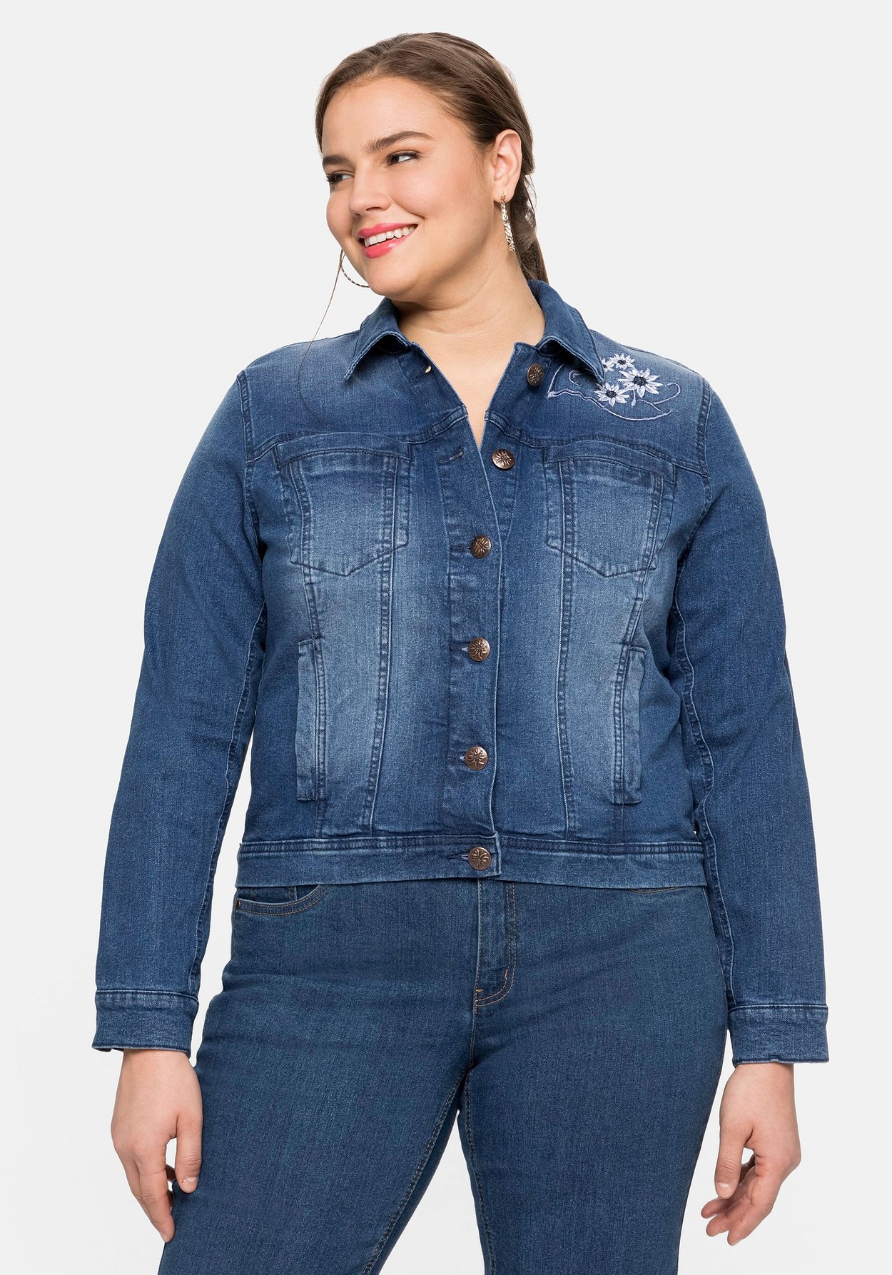 Jeansjacke »Jeansjacke mit Trachten-Stickereien«, ohne Kapuze, mit Trachten-Stickereien