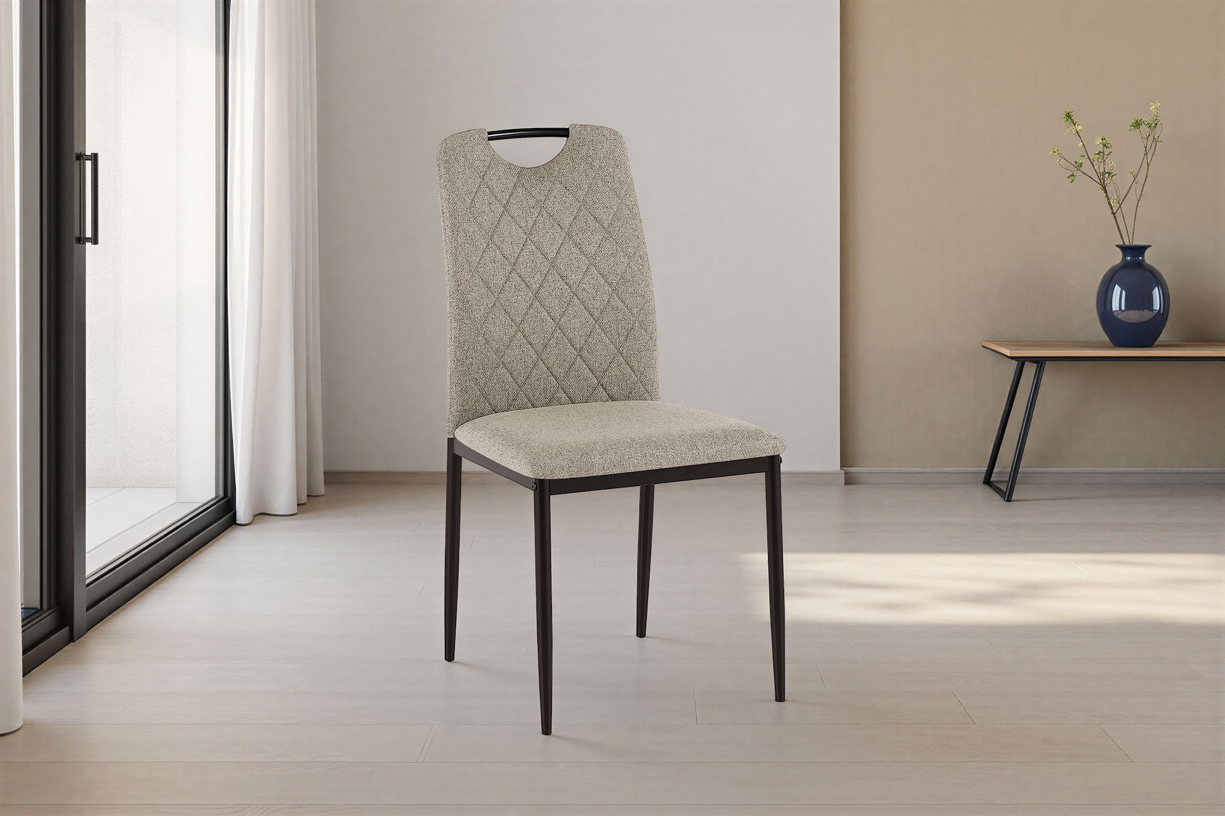 OTTO home Esszimmerstuhl »Rom« (Set) 2 Stk.bequemer Stuhl mit hochwertigem Stoffbezug und Griff im Rücken