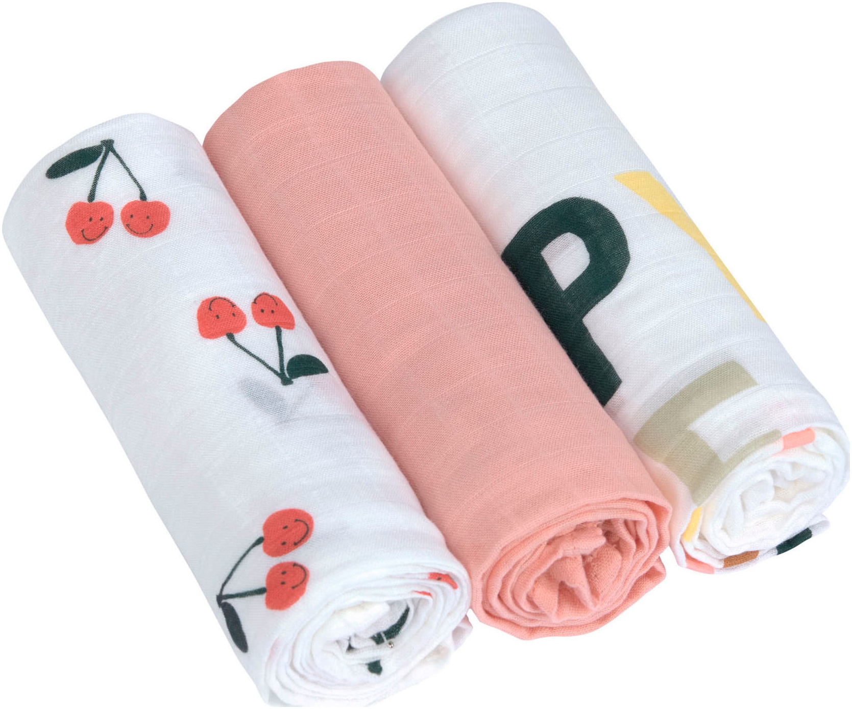 LÄSSIG Stoffwindeln »Mulltuch-Set L Happy Fruits Cherry«, (Set, 3 St.)