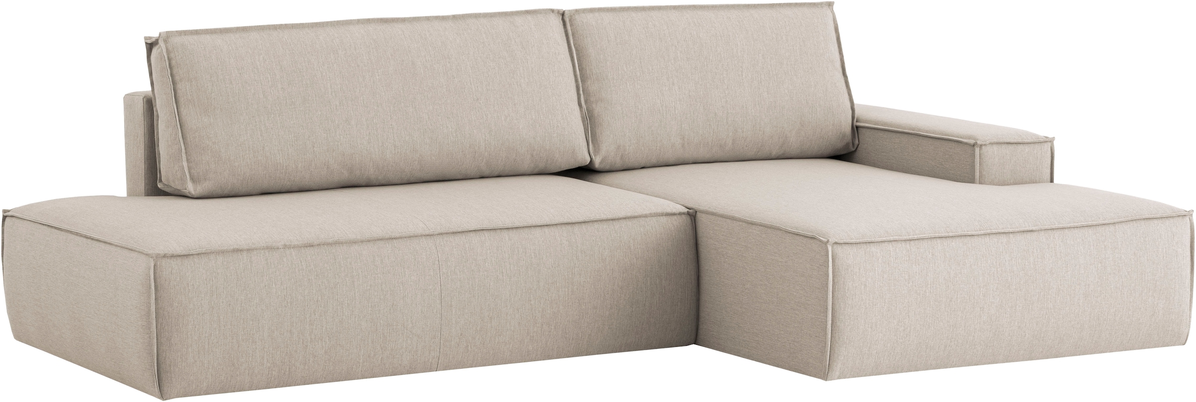 OTTO home Ecksofa »SHERWOOD Leinenoptik  Schlafsofa in L-Form offen (275cm)« Schlaffunktion und Bettkasten, Kedernaht, hoher Sitz- & Liegekomfort,