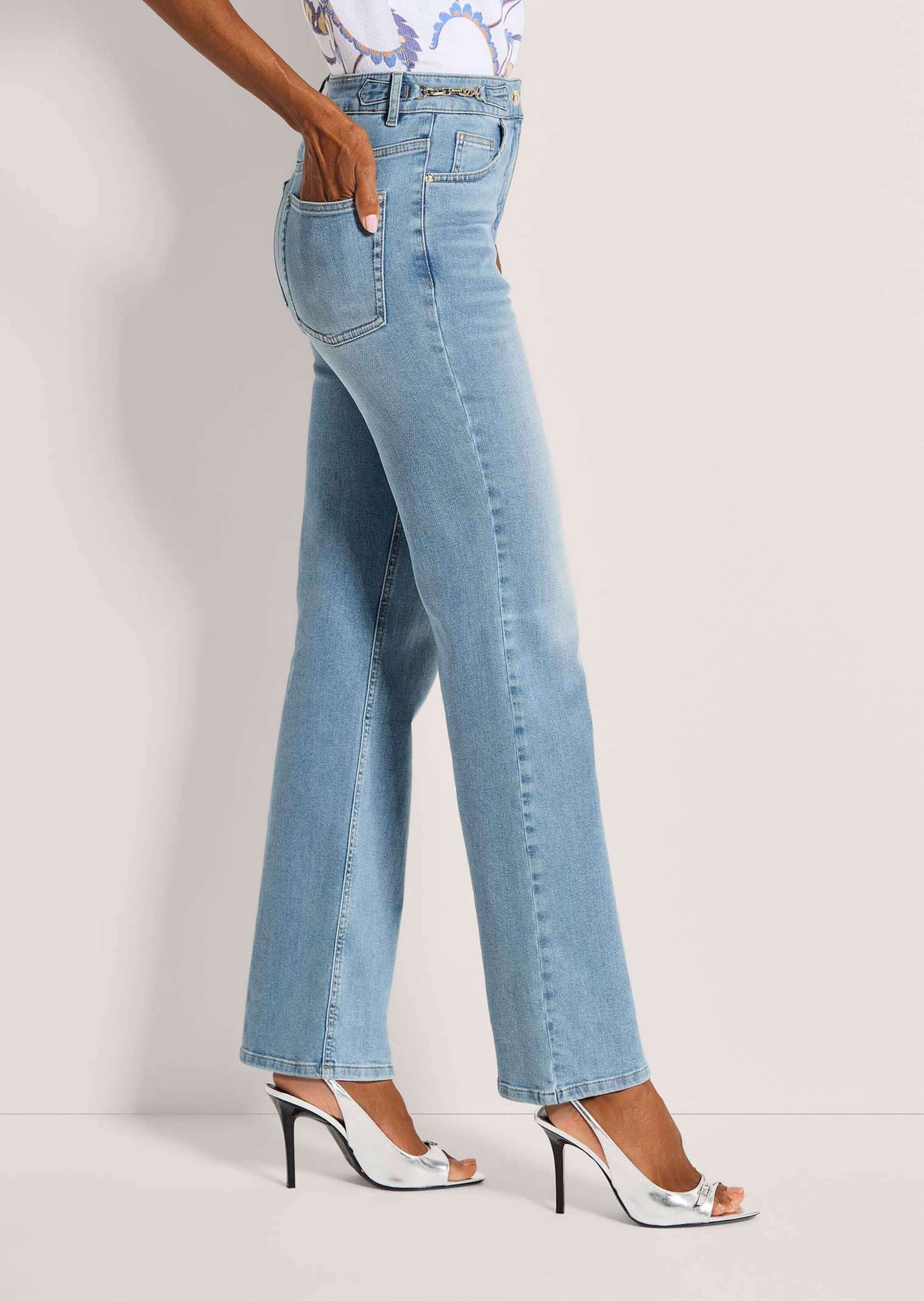MADELEINE Regular-fit-Jeans »Jeans Straight-Leg-Jeans mit Formbund« Jeans mit weitem Bein und icegoldfarbenen Accessoires