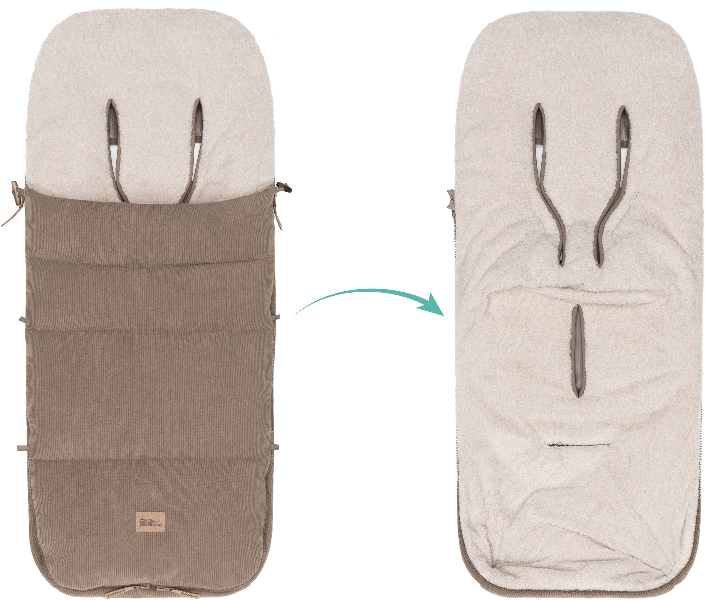 Fillikid Fußsack »Kinley Cord/Teddyplüsch, Winterfußsack«