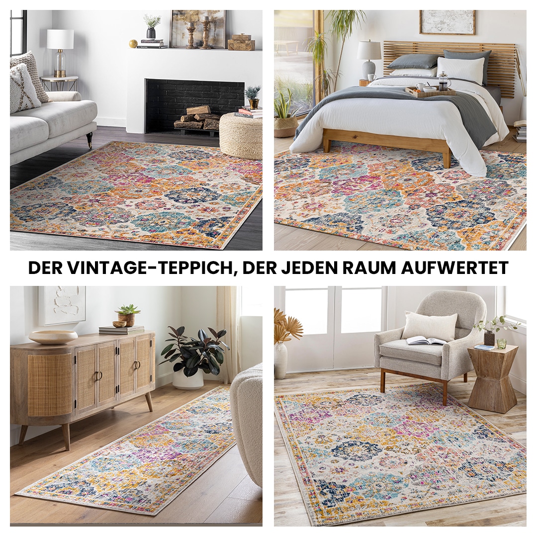 Livabliss Teppich »CUZCO«, rechteckig, 7 mm Höhe, Vintage Orientteppich, Kurzflor Boho Wohnzimmerteppich, Läufer