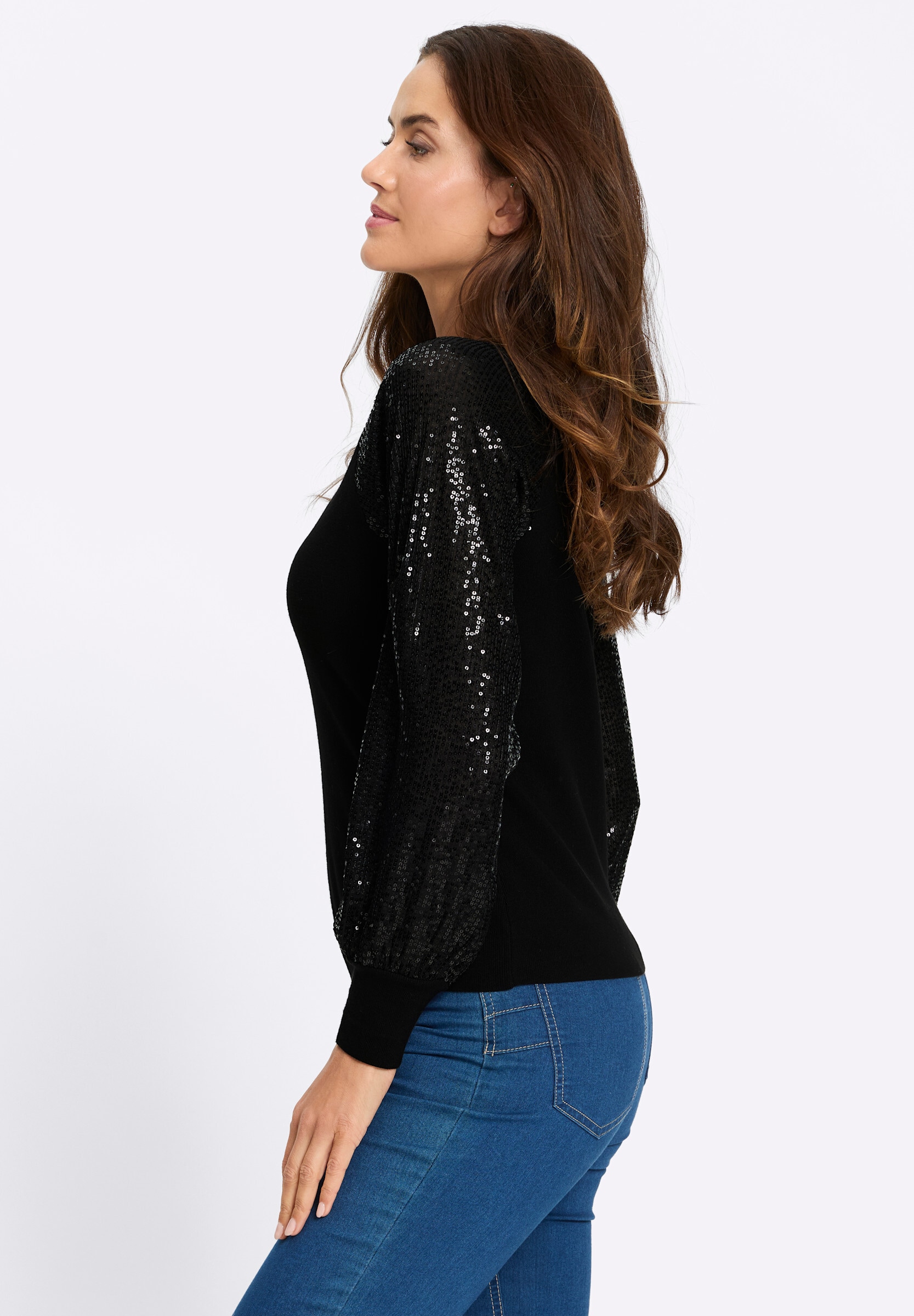 heine Longpullover »Pullover Langarm-Pullover mit Pailletten-Verzierung«