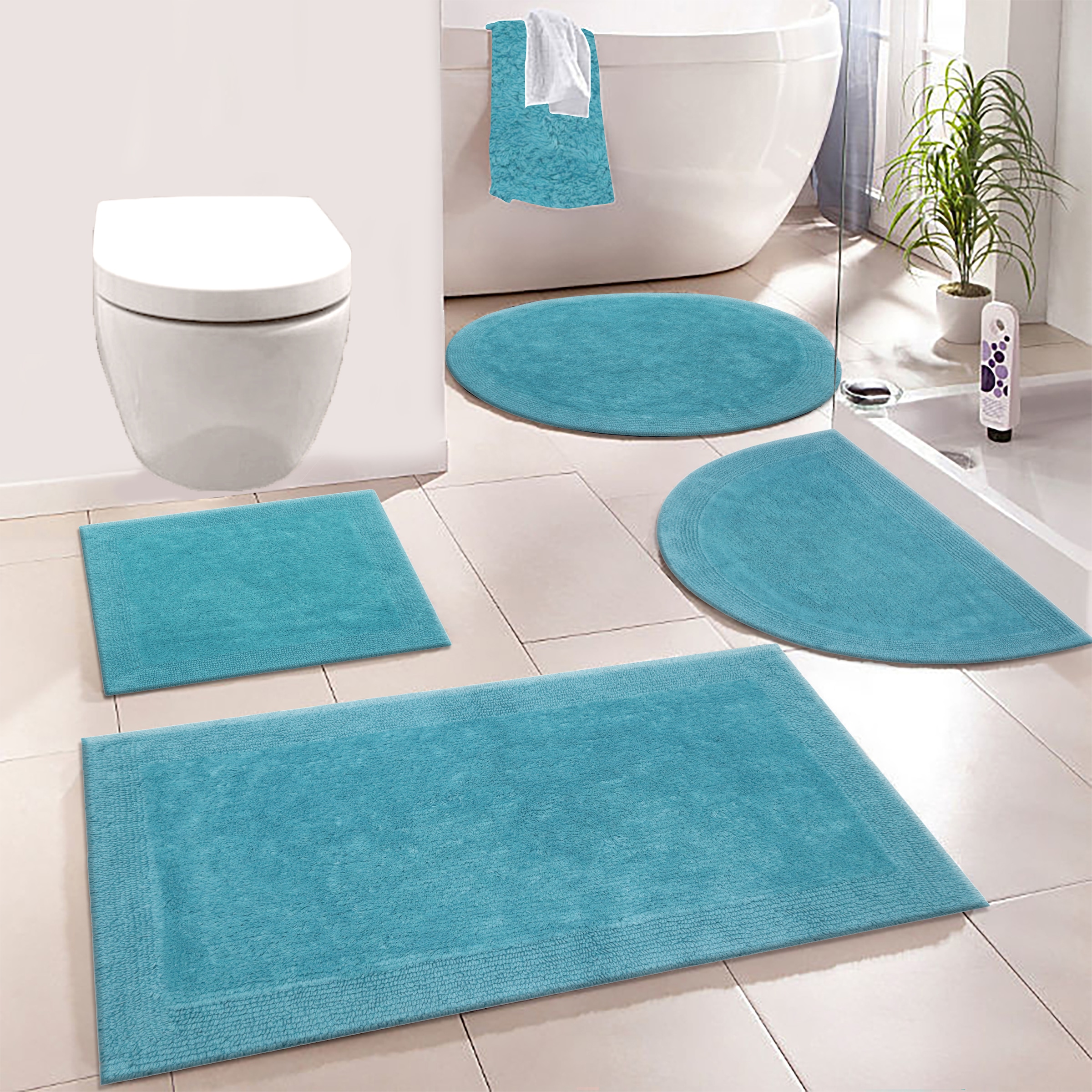 my home Badematte »Kapra, Badvorleger, Badezimmer Teppich«, beidseitig nutzbar-fußbodenheizungsgeeignet-strapazierfähig, mit Bordüre, Badteppich, Badematte, Baumwolle