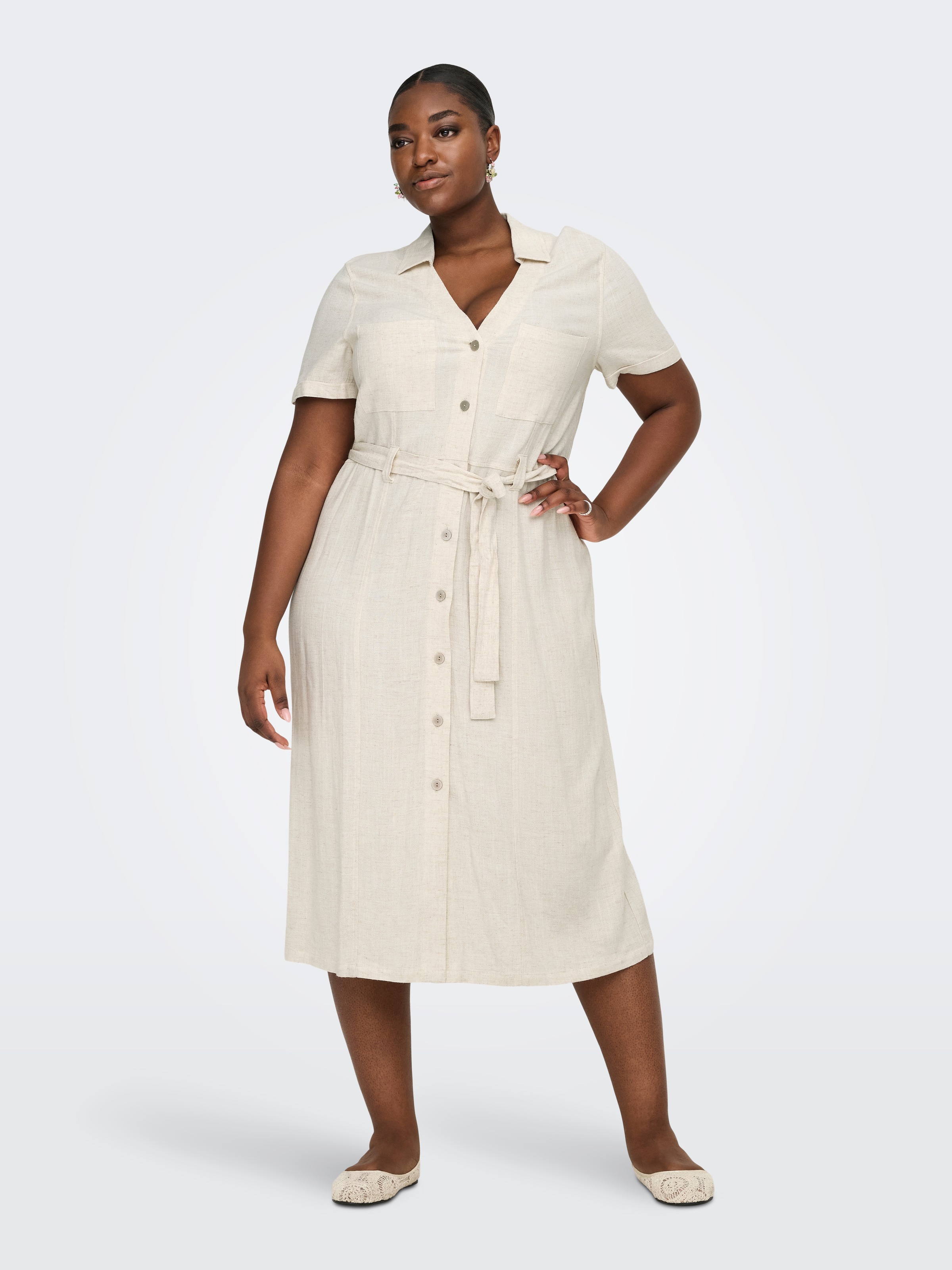 ONLY CARMAKOMA Blusenkleid »CARSIESTA SS LIN BL SHIRT DRESS PNT NOOS«