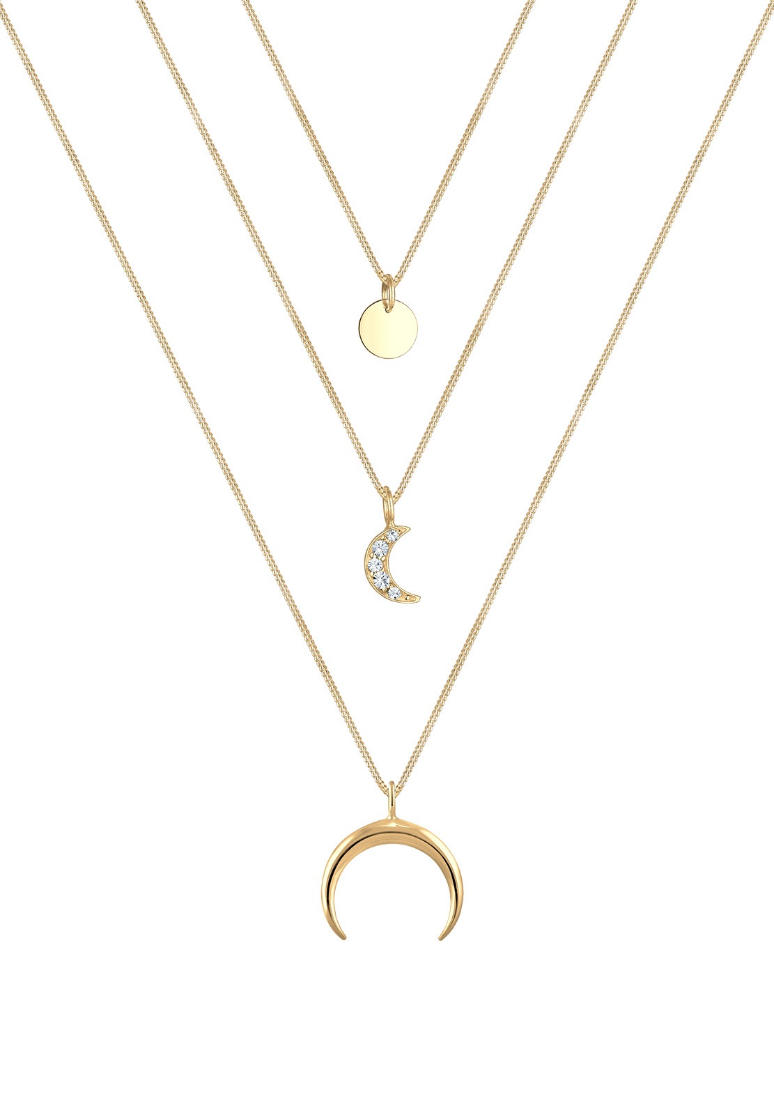Elli Silberkette »Halskette Layer Halbmond 925 Silber, mit Kristallen von Swarovski®«
