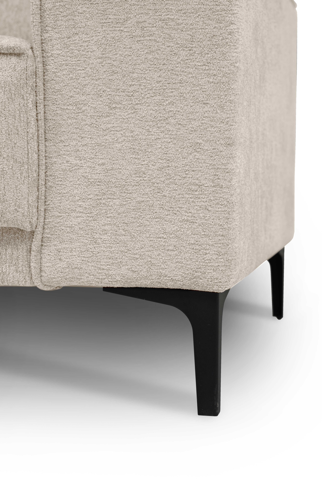 Places of Style Ecksofa »Polsterecke Oland, Struktur, Flachgewebe, Luxus-Microfaser, Boucle«, L-Form, 289 cm, Wellenunterfederung, Skandi-Design, Metallfüße