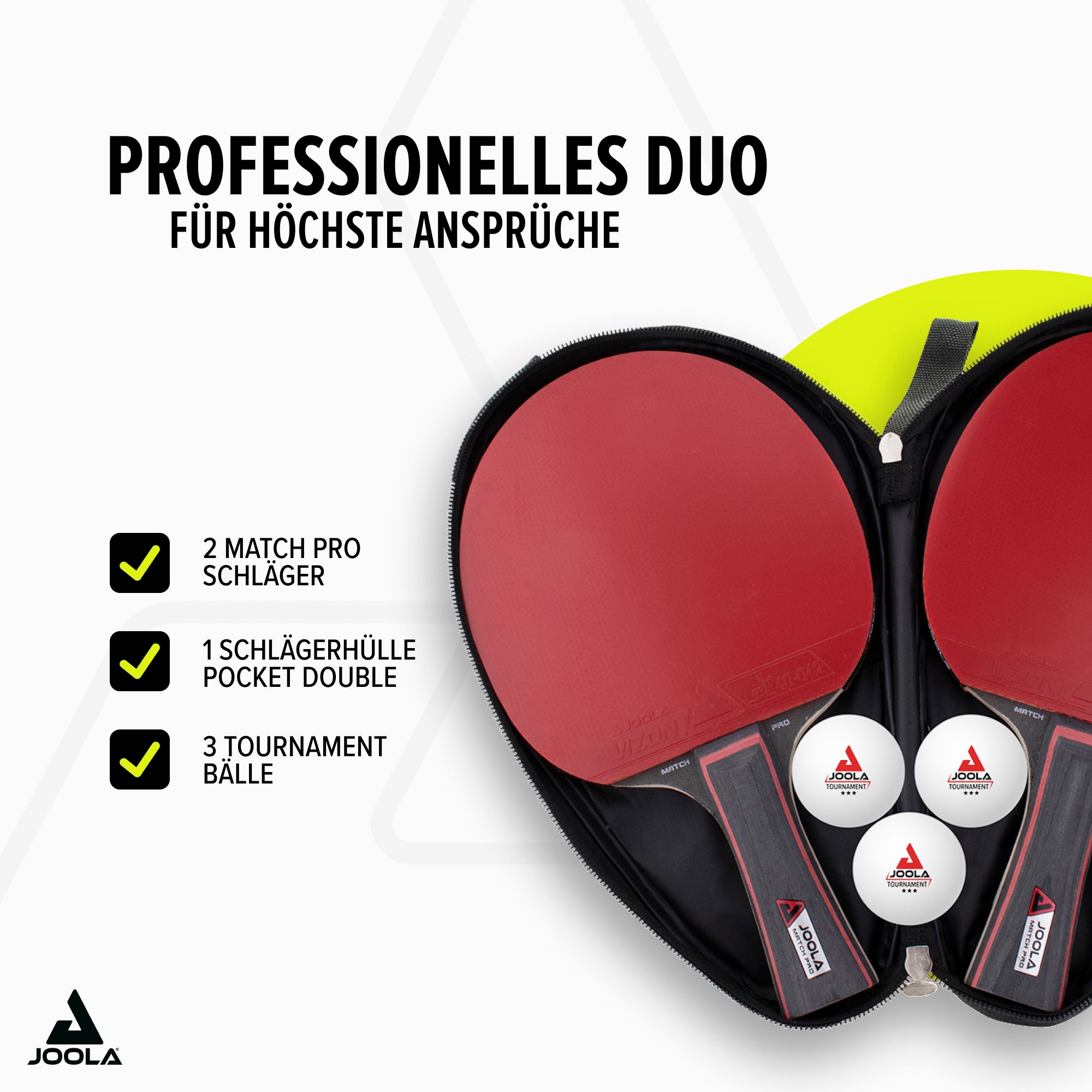 Joola Tischtennisschläger »Tischtennis-Set Duo Pro«, (Set, 6 tlg., mit Bällen-mit Tasche)
