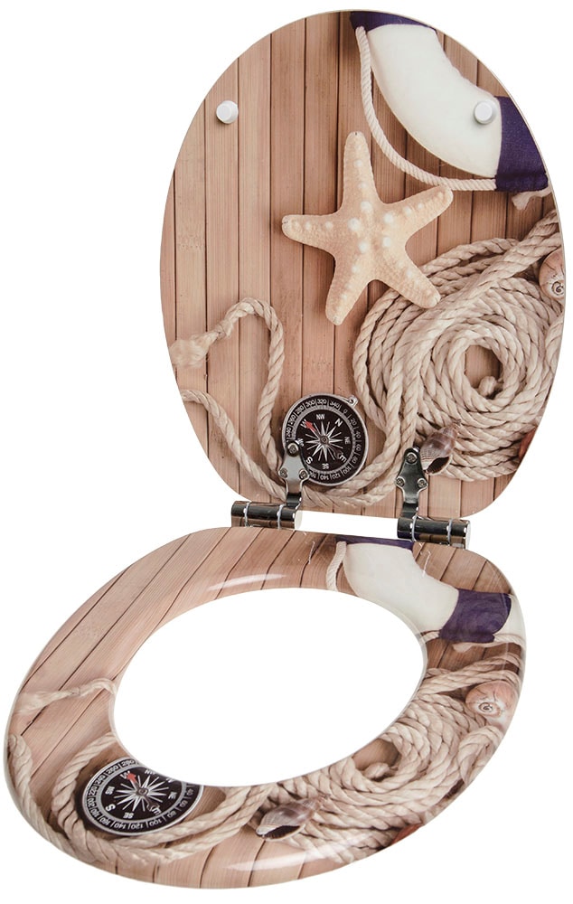 Sanilo Badaccessoire-Set »Maritime« bestehend aus WC-Sitz, Badteppich, Stöpsel, Seifenspender, WC-Bürste