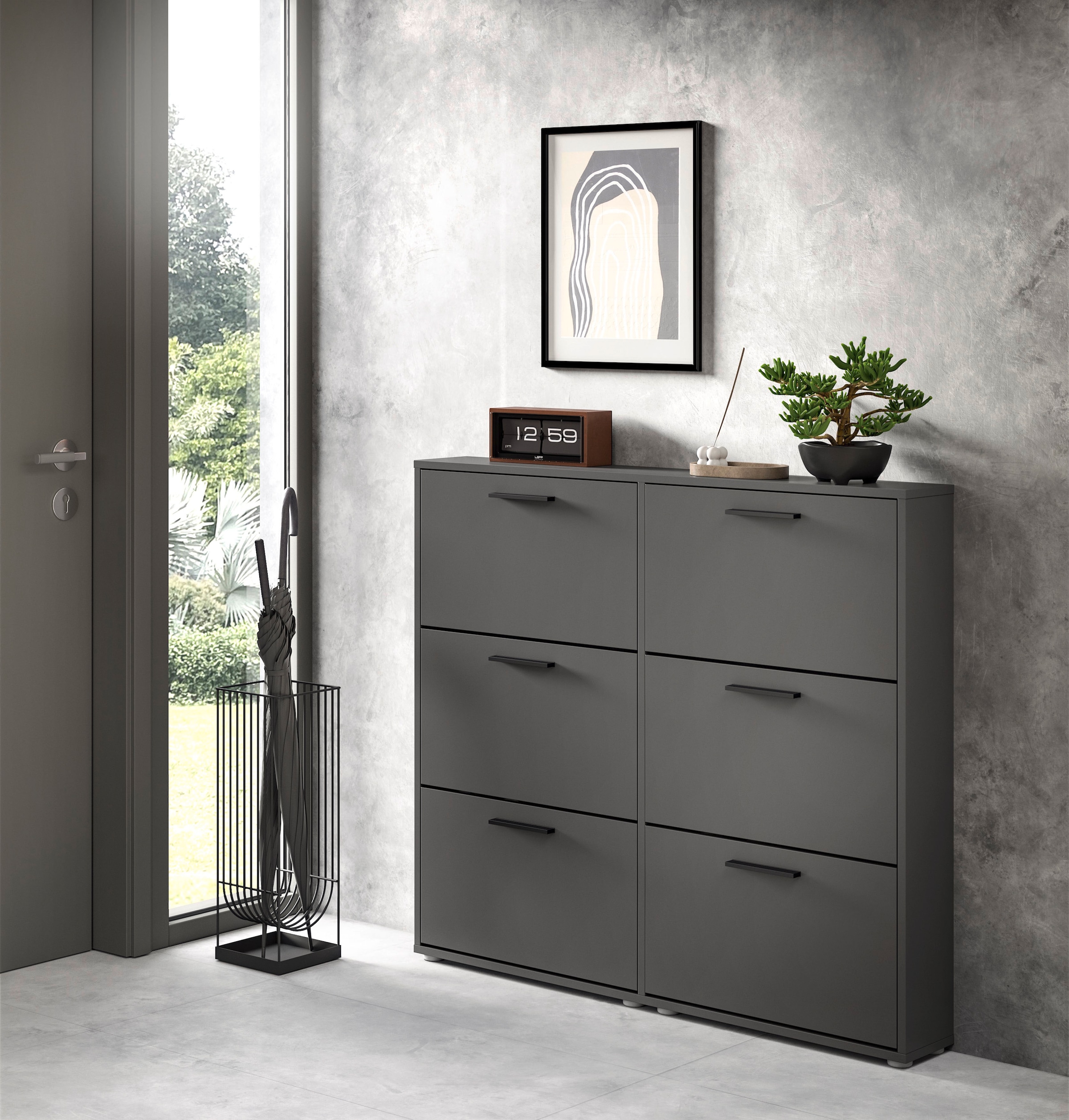 HBZ Schuhkommode »Sam Schuhkipper, Schuhschrank BxHxT 116x103x17 cm«, (1 St.), mit 6 Klappen