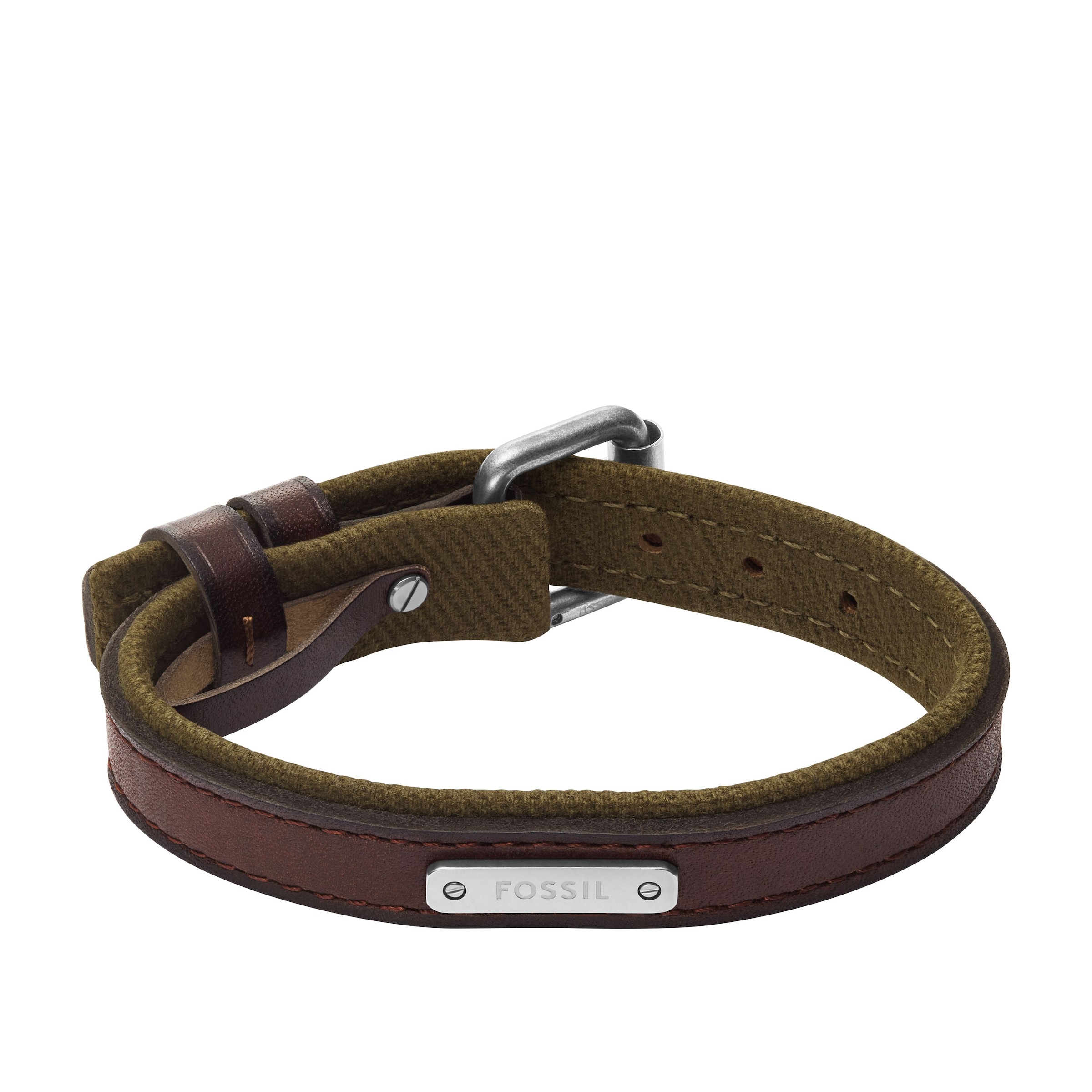 Fossil Armband »Schmuck Geschenk Metall, Leder, Textil EVERETT«