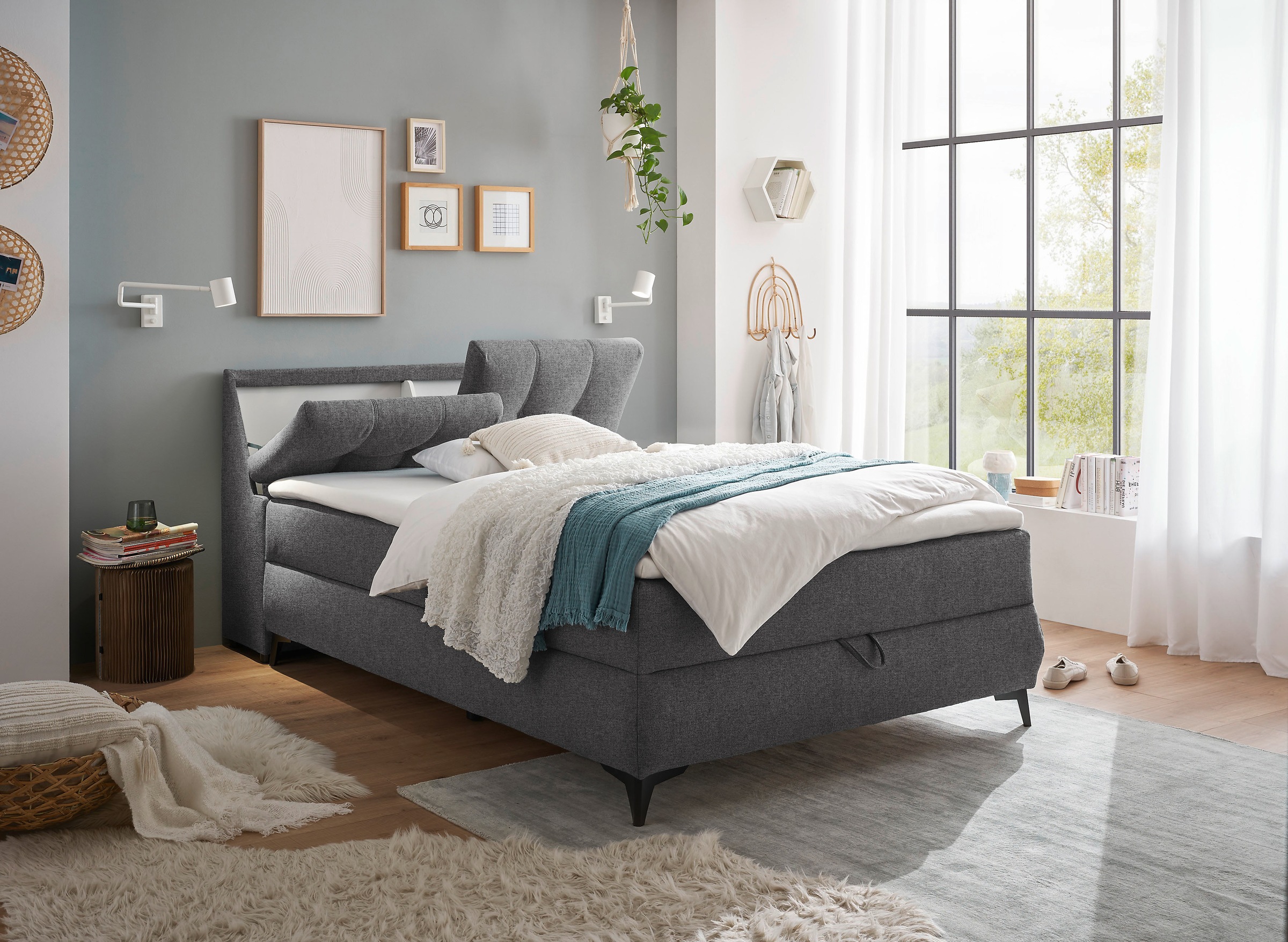 ED EXCITING DESIGN Boxbett »Atlantis«, mit Bettkasten und Stauraum im Kopfteil