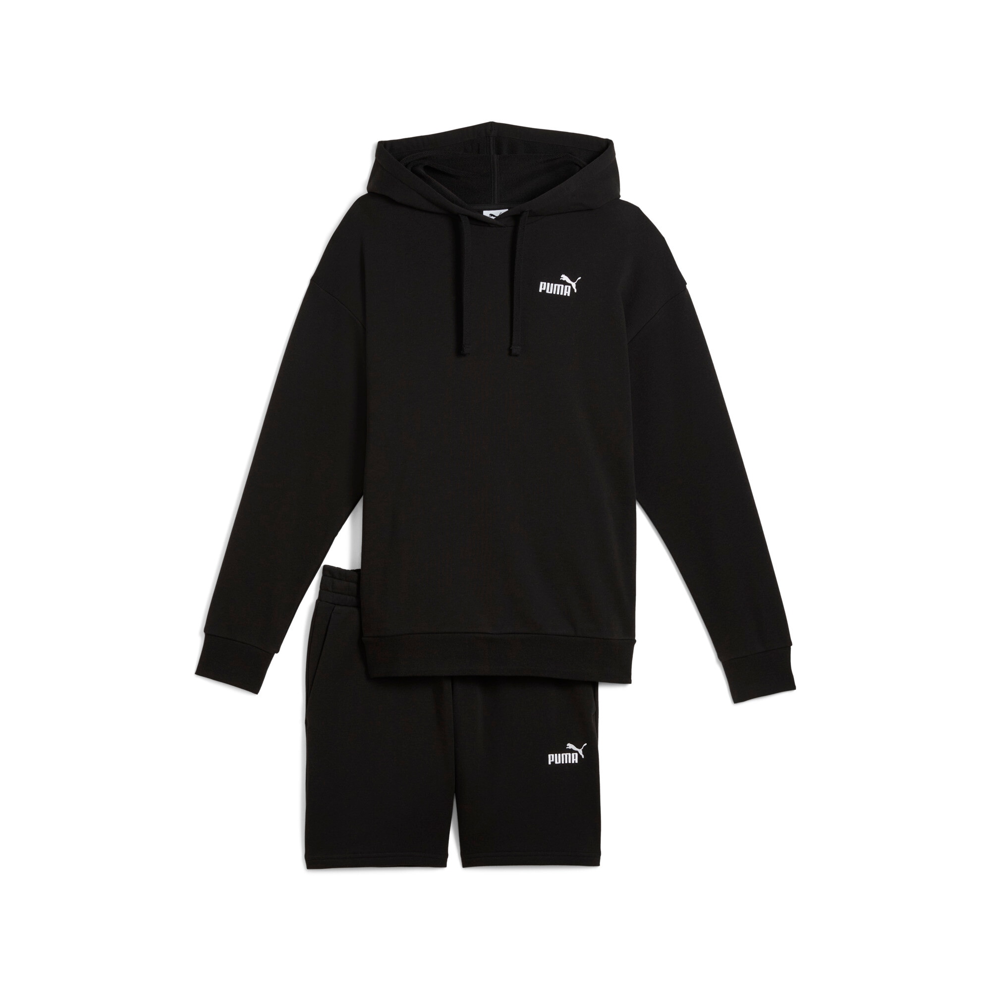PUMA Trainingsanzug »SHORT HOODED RELAXED SWEAT SUIT 7" TR OP« 2 Stk. mit verstellbarer Kapuze, mit Seitennahttaschen, entspannte Passform
