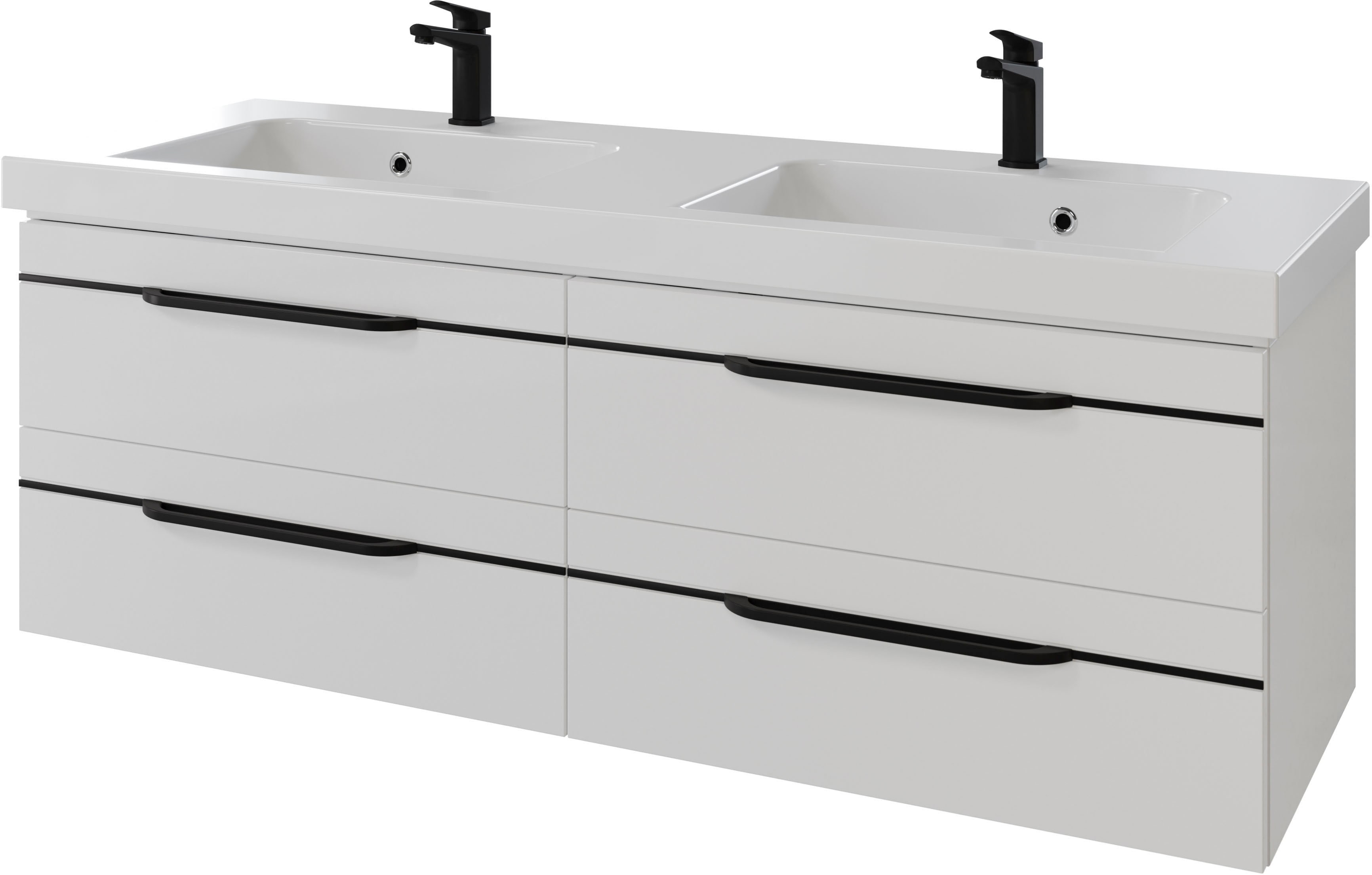 Saphir Waschtisch »Serie Balto Mineralmarmor-Waschtisch mit Unterschrank in weiß, Größe B/H/T: 147,8 cm x 55,6 cm x 50,8 cm