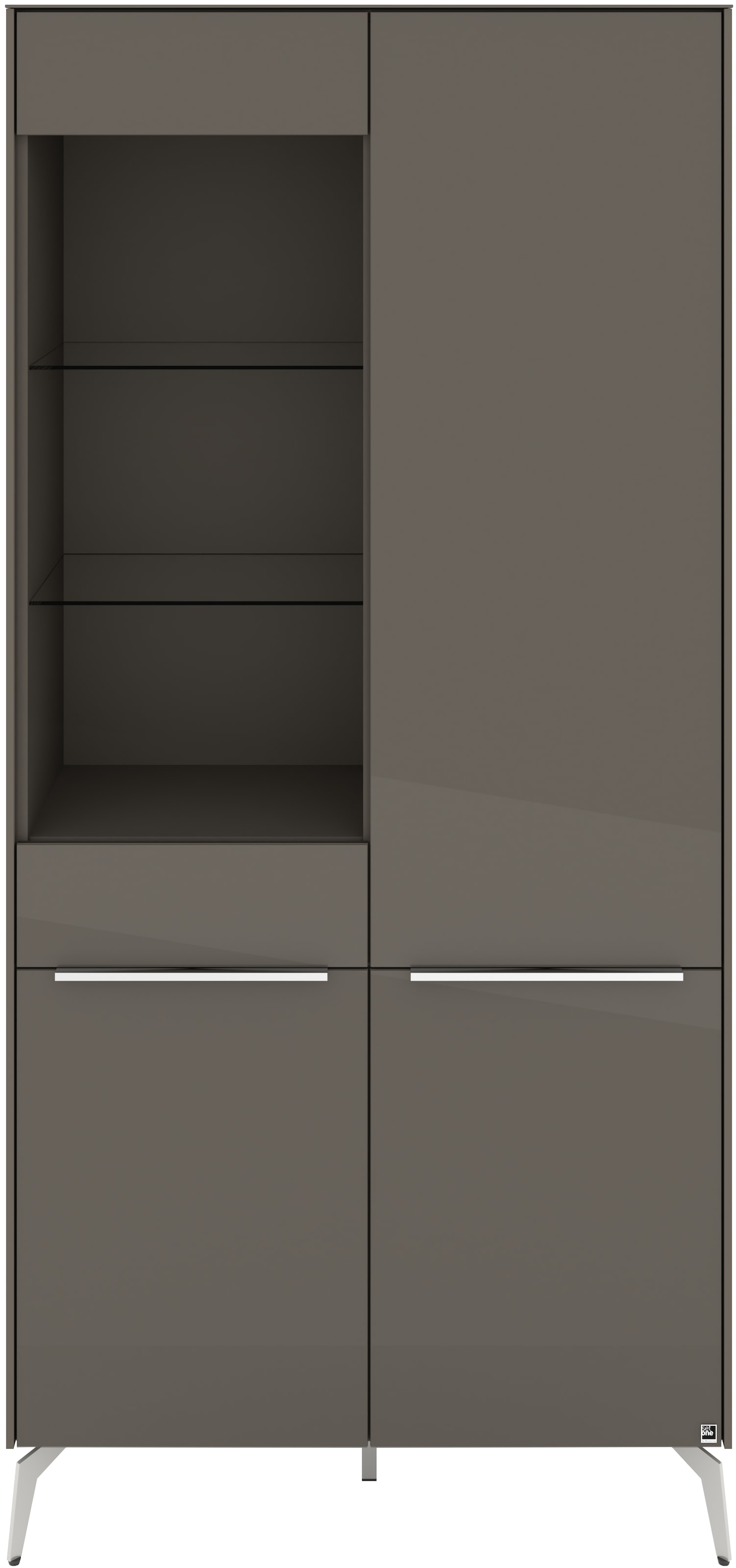 set one by Musterring Standvitrine »Reno« 1 Stk. tlg. Mit Winkelfüßen in diversen Farben, 200 cm Höhe & Farbauswahl