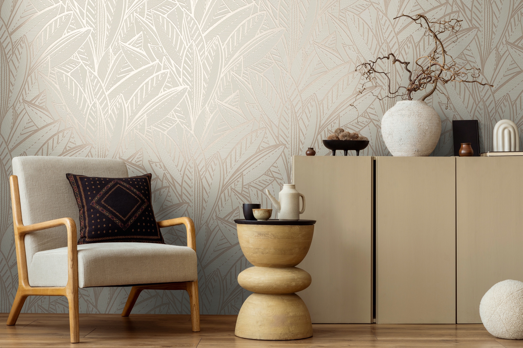 A.S. Création Vliestapete »French Affair Blätter-Tapete Mustertapete Floral Blattmuster« leicht glänzend strukturiert Vliestapete Blatt-Motiv für Schlafzimmer Küche Wohnzimmer Blätter Flur