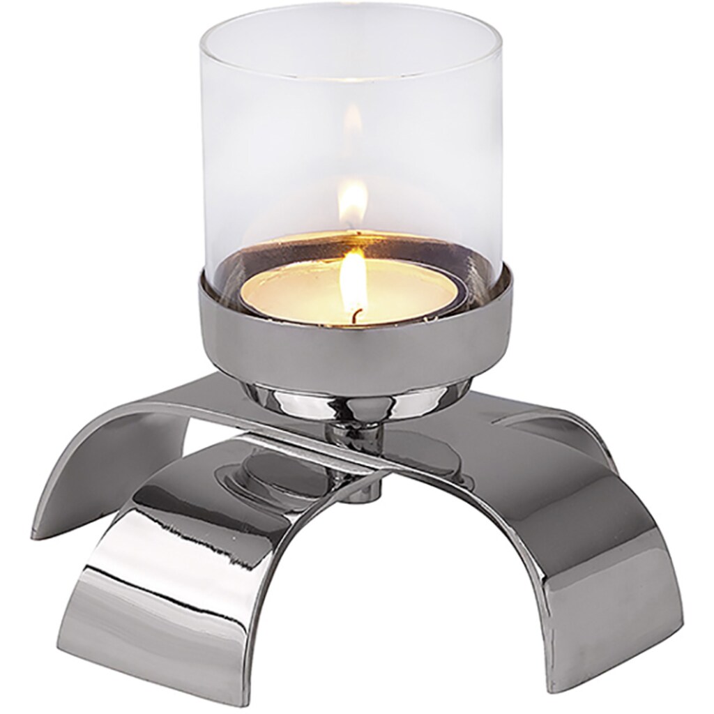 Fink Kerzenleuchter »AARON«, Metall mit Glaseinsatz, aus Handarbeit, für Maxiteelichter, Höhe 25 cm