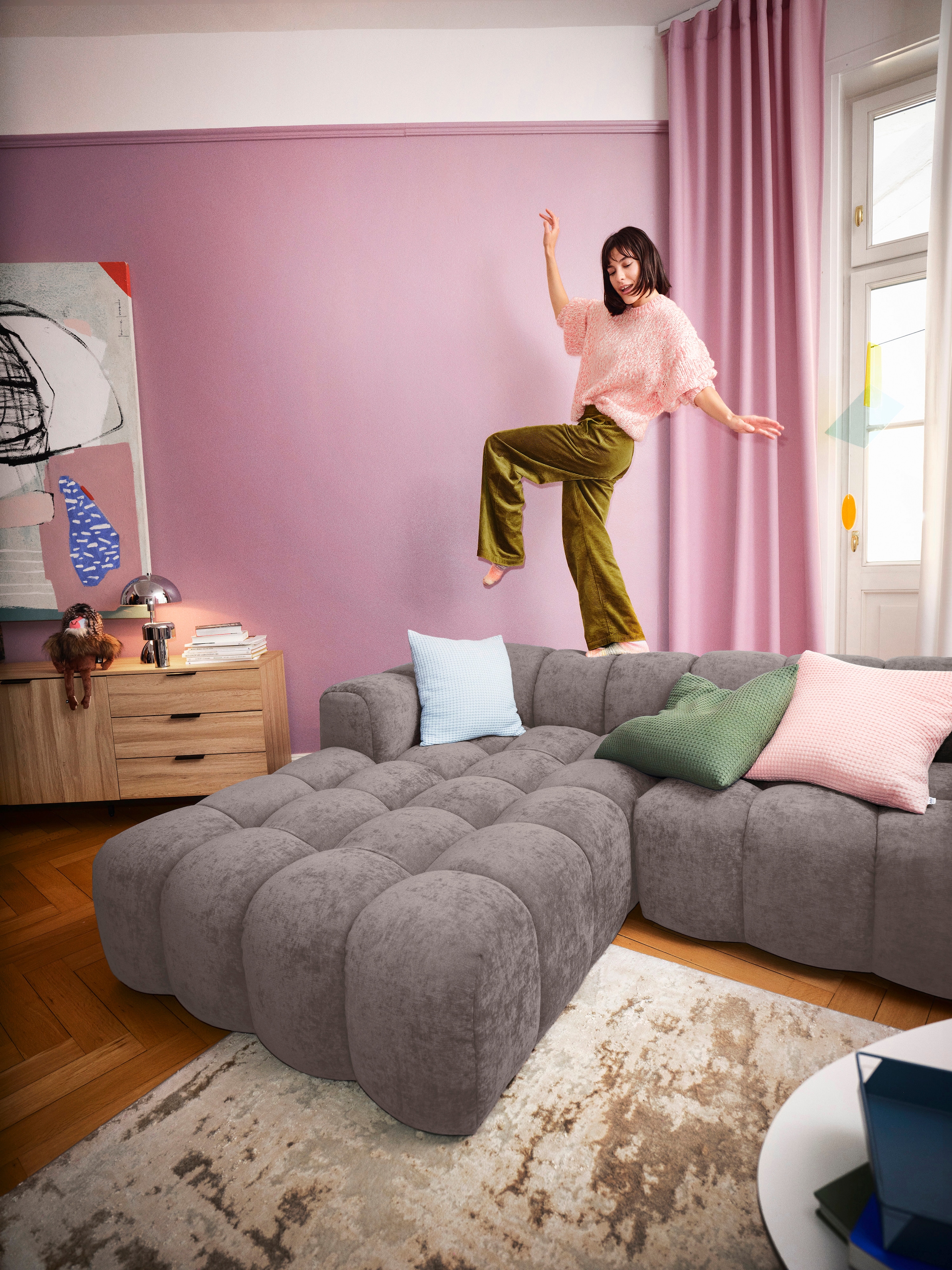 OTTO home Ecksofa »KALLIE L-Form,  248 cm - OTTO. Verlässliche Qualität.« Bubble Optik, moderne Steppung, hoher Sitzkomfort