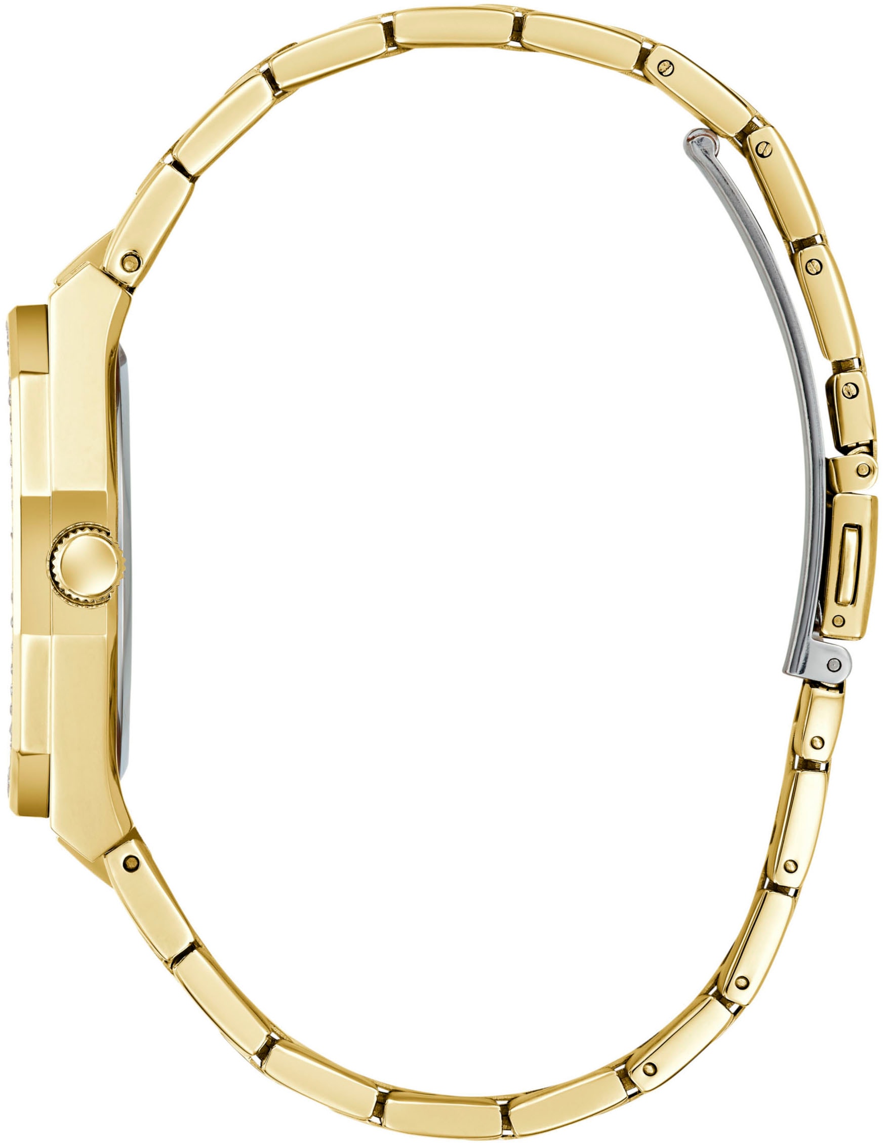 Guess Quarzuhr »DESIRE«, Armbanduhr, Damenuhr, Kristallsteine, Mineralglas, Edelstahlarmband
