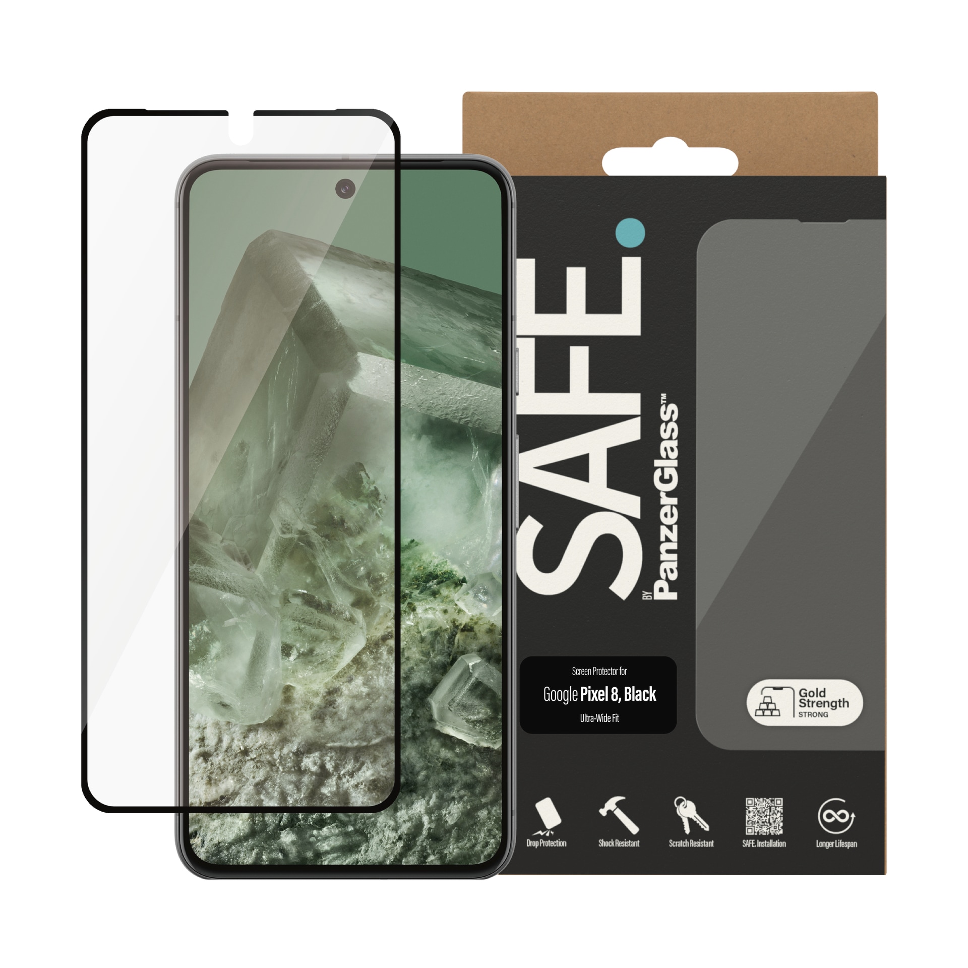 PanzerGlass Displayschutzglas »Screen Protector«, für Google Pixel 8, Ultra Wide Fit Displayschutz