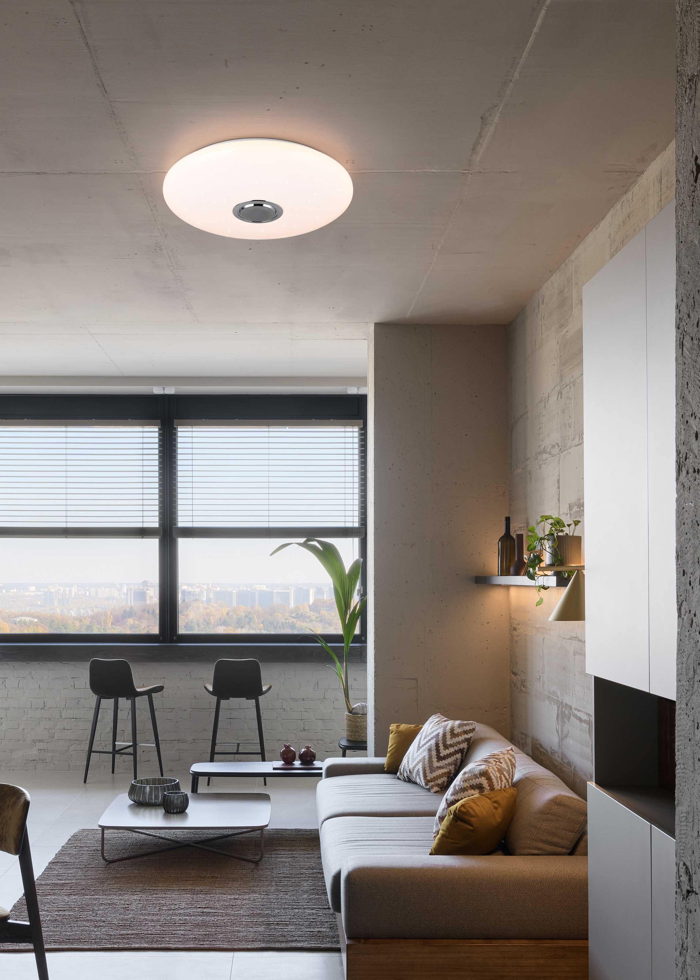 REALITY Leuchten LED Deckenleuchte »MUSICA, LED Deckenlampe mit Bluetooth Lautsprecher, Fernbedienung inkl« LED-Board 1 Stk. warmweiß - kaltweiß RGBW Farbwechsel mit Rainbow-Effekt, dimmbar, Timer, Starlight, Memory