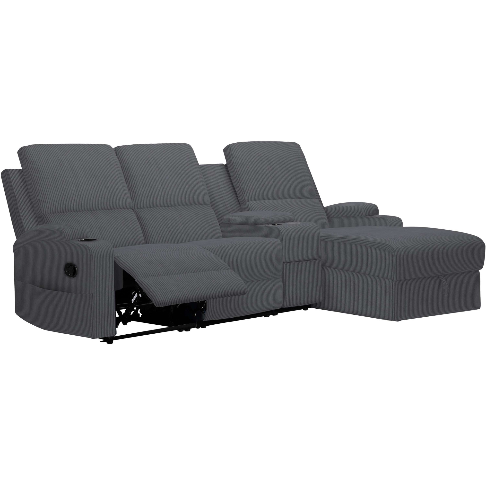 Home affaire Ecksofa »NAPORI Multimediasofa, 3er Kinosessel XXL, L-Form, Cord«, Kinosofa mit Relaxfunktion, Getränkehalter, Staufach und Staukasten