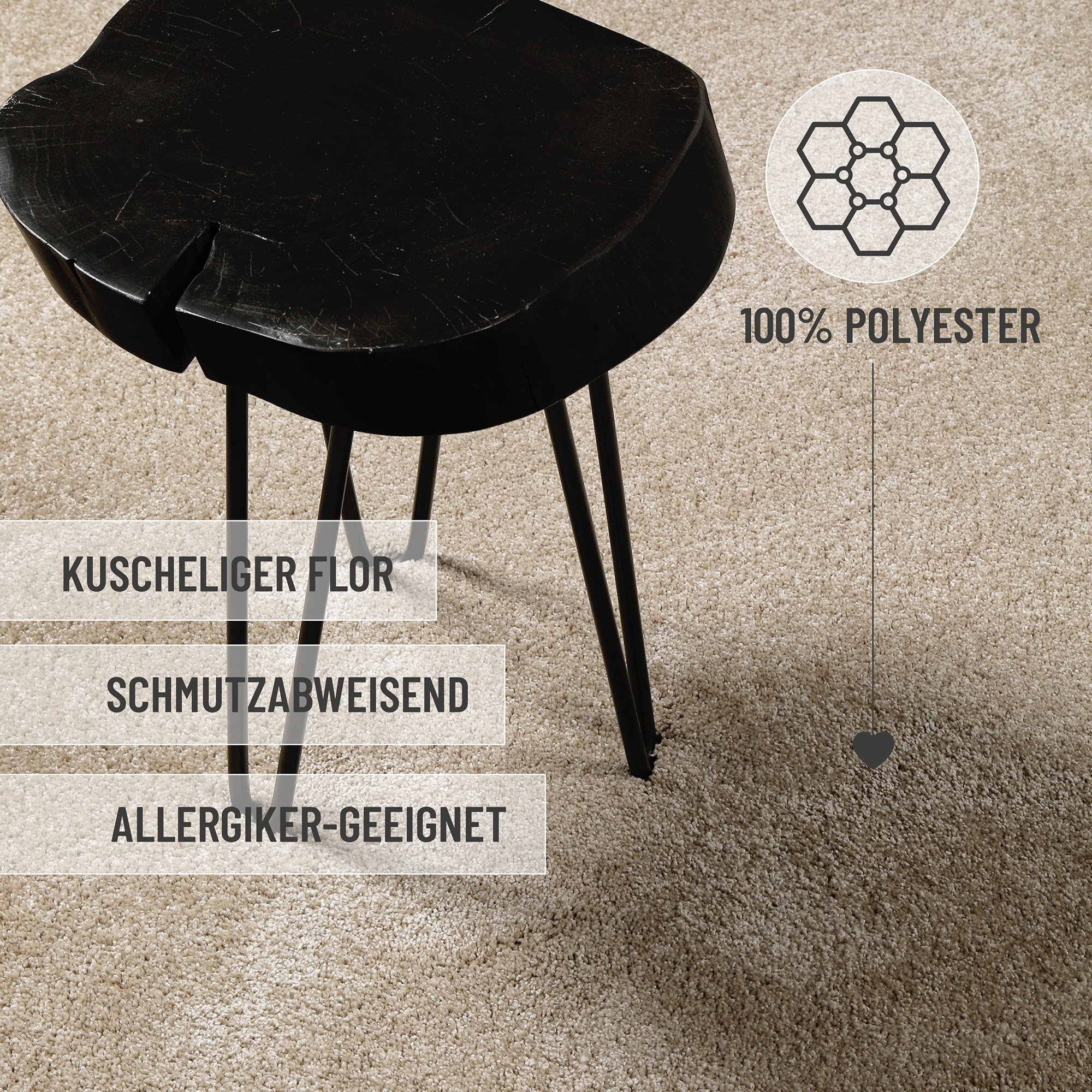 Wecon home Hochflor-Teppich »Manta«, rechteckig, 25 mm Höhe, Läufer, Langflor maschinell gewebt, robust, Wohn- & Schlafzimmer, uni