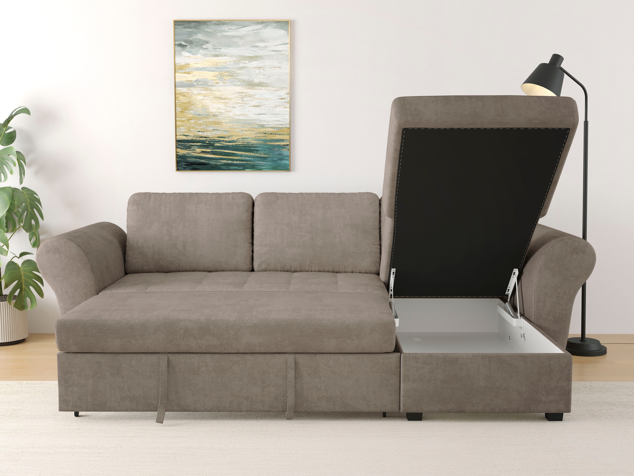 Trends by HG Ecksofa »LASSE, L-Form«, (2 St.), inkl. Schlaffunktion & Bettkasten