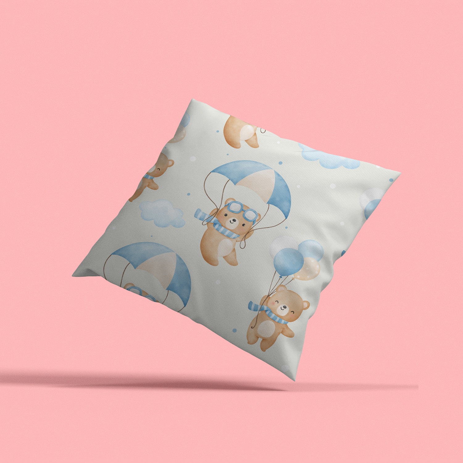 queence Dekokissen »Bär mit Fallschirm«, Kissenhülle mit HD Premium Druck, geruchsneutral, 40x40cm