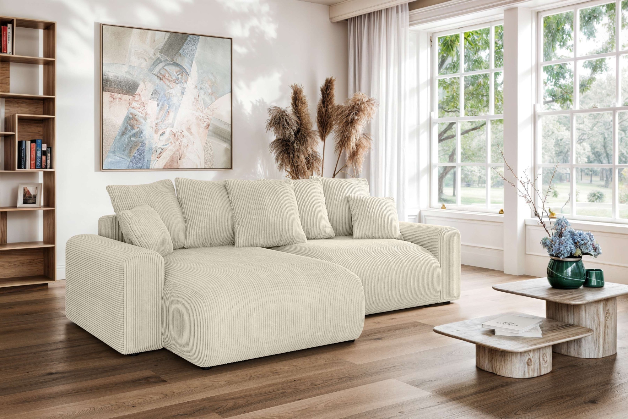 Home affaire Ecksofa »LAKESIDE klein mit Bettfunktion und Bettkasten, B/T/H 235/142/84 cm«, L-Form, Recamiere beidseitig montierbar, mit Wellenunterfederung