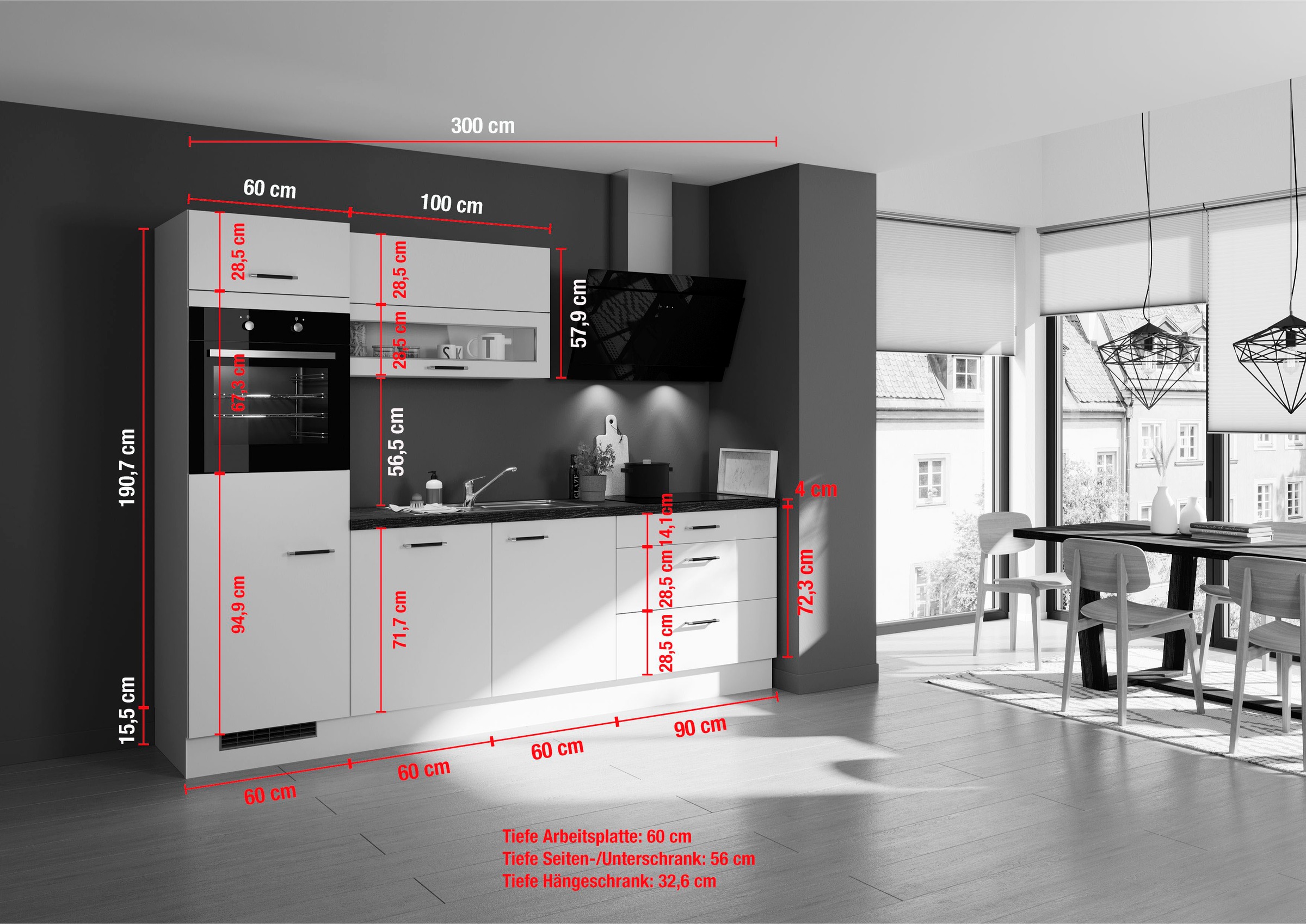 IMPULS KÜCHEN Küche »"Prag", Ausrichtung wählbar, Schubkästen mit Soft-Close,«, vormontiert, wahlweise mit E-Geräten, mit Vollauszug, Breite 270 cm