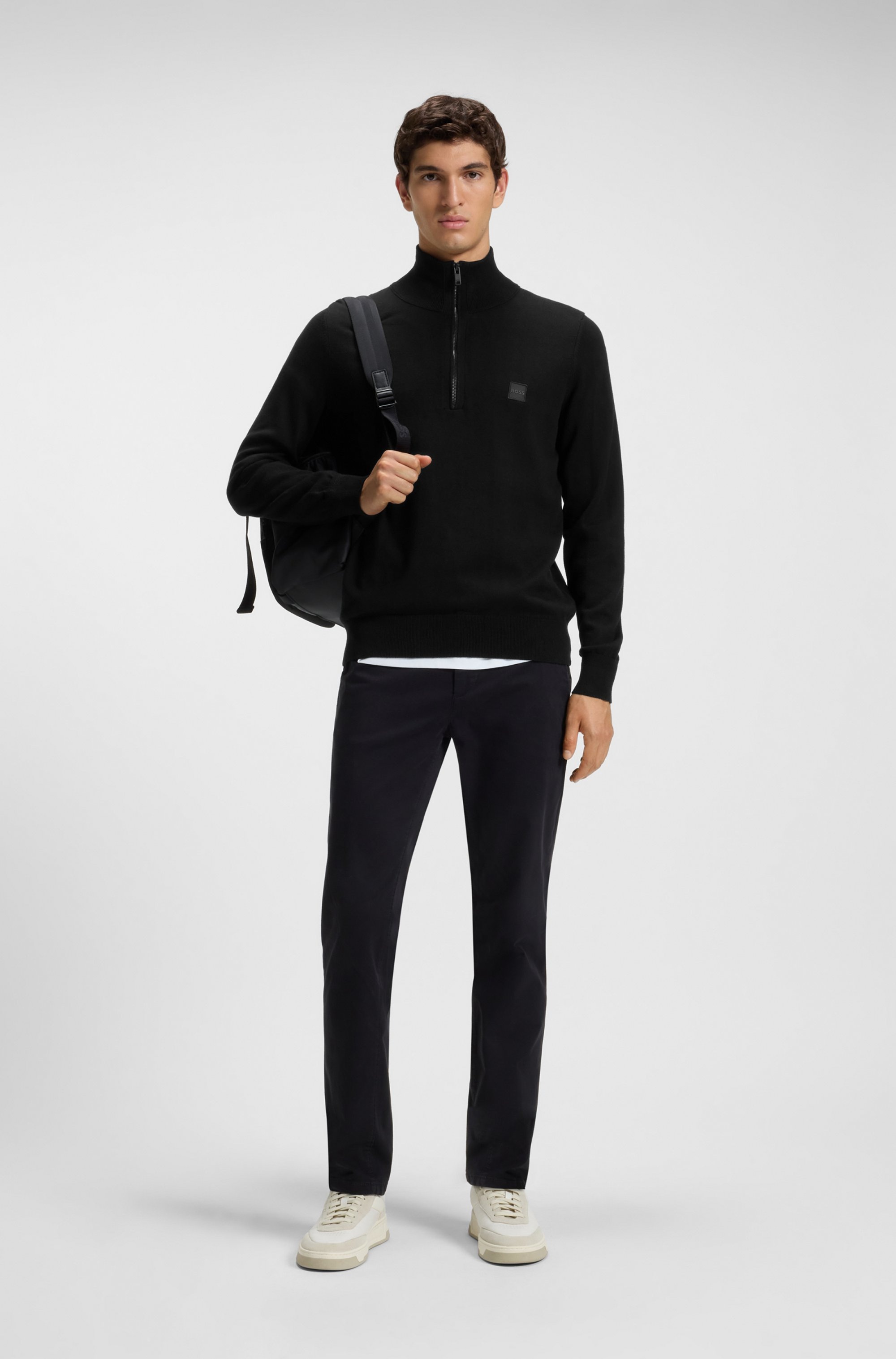 BOSS ORANGE Rollkragenpullover »Kanobix« Regular fit, Stehkragen mit Reißverschluss, Ton-in-Ton Logo