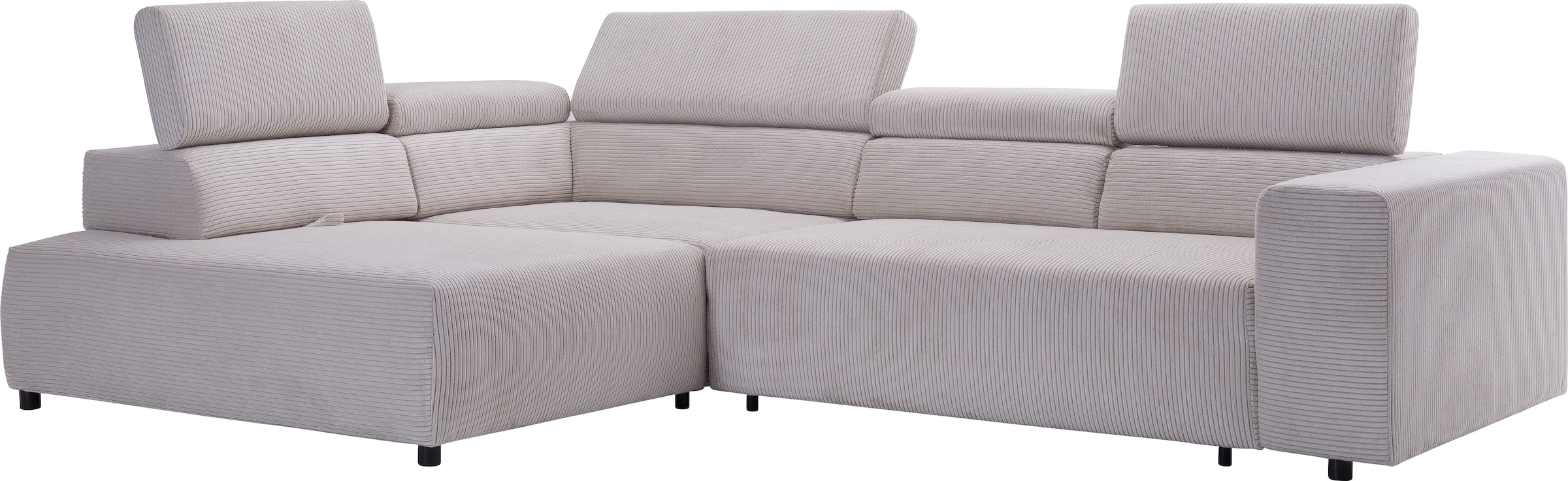 exxpo - sofa fashion Ecksofa »VITTORIO mit Komfortfunktionen, bequem und modern, Cord, L-Form«, inkl. Kopfteil- und Sitztiefenverstellung, wahlweise mit Bettfunktion