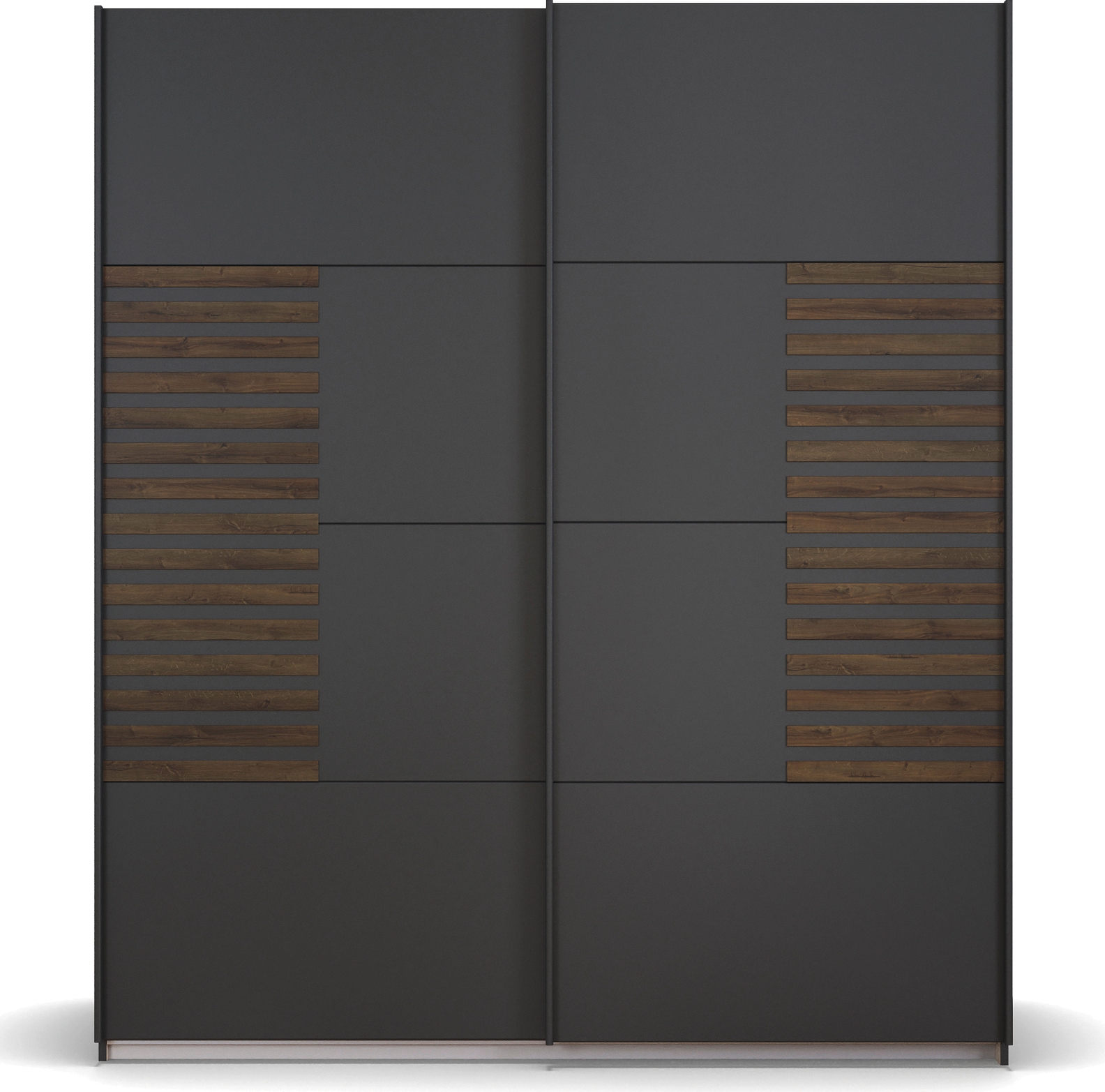 rauch Schwebetürenschrank »Kleiderschrank Schrank Garderobe Schlafzimmerschrank BAREA«, Front mit Auflage in moderner Lamellen-Optik MADE IN GERMANY