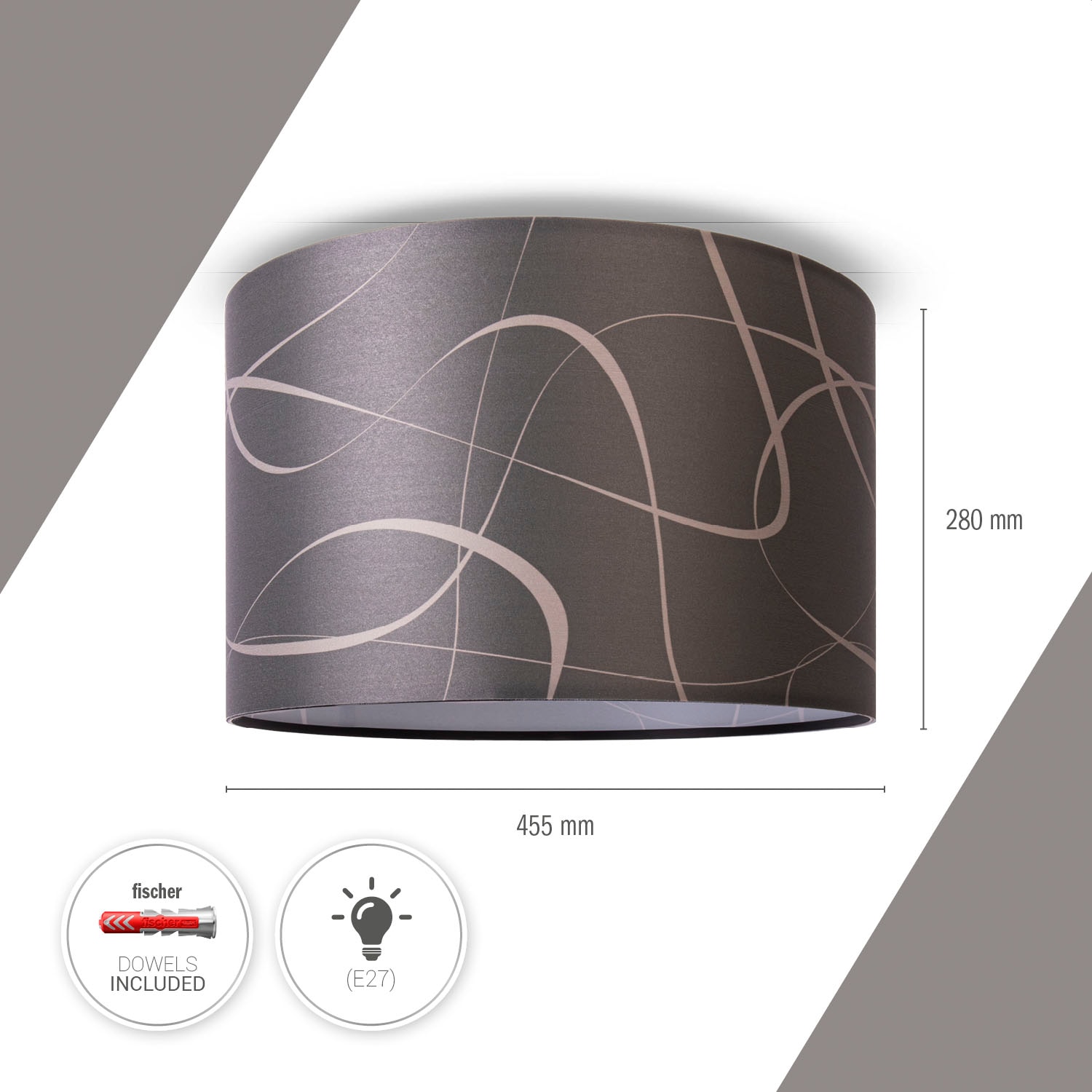 Paco Home Deckenleuchte »Hugo Tribal«, Leuchtmittel E27 | ohne Leuchtmittel, Deckenleuchte Stoff Schirmlampe Decke Esszimmer Modern Abstrakt