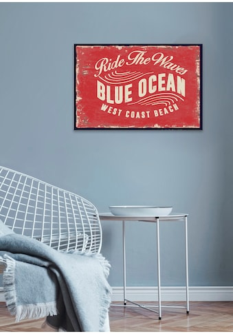 Metallbild »Blue Ocean«, (1 St.), Stahlschilder