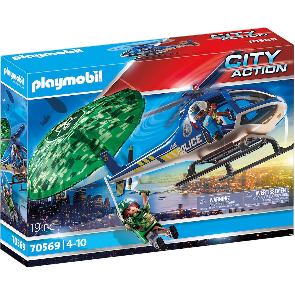 Playmobil® Konstruktions-Spielset »Polizei-Hubschrauber: Fallschirm-Verfolgung (70569), City Action«, (19 St.)