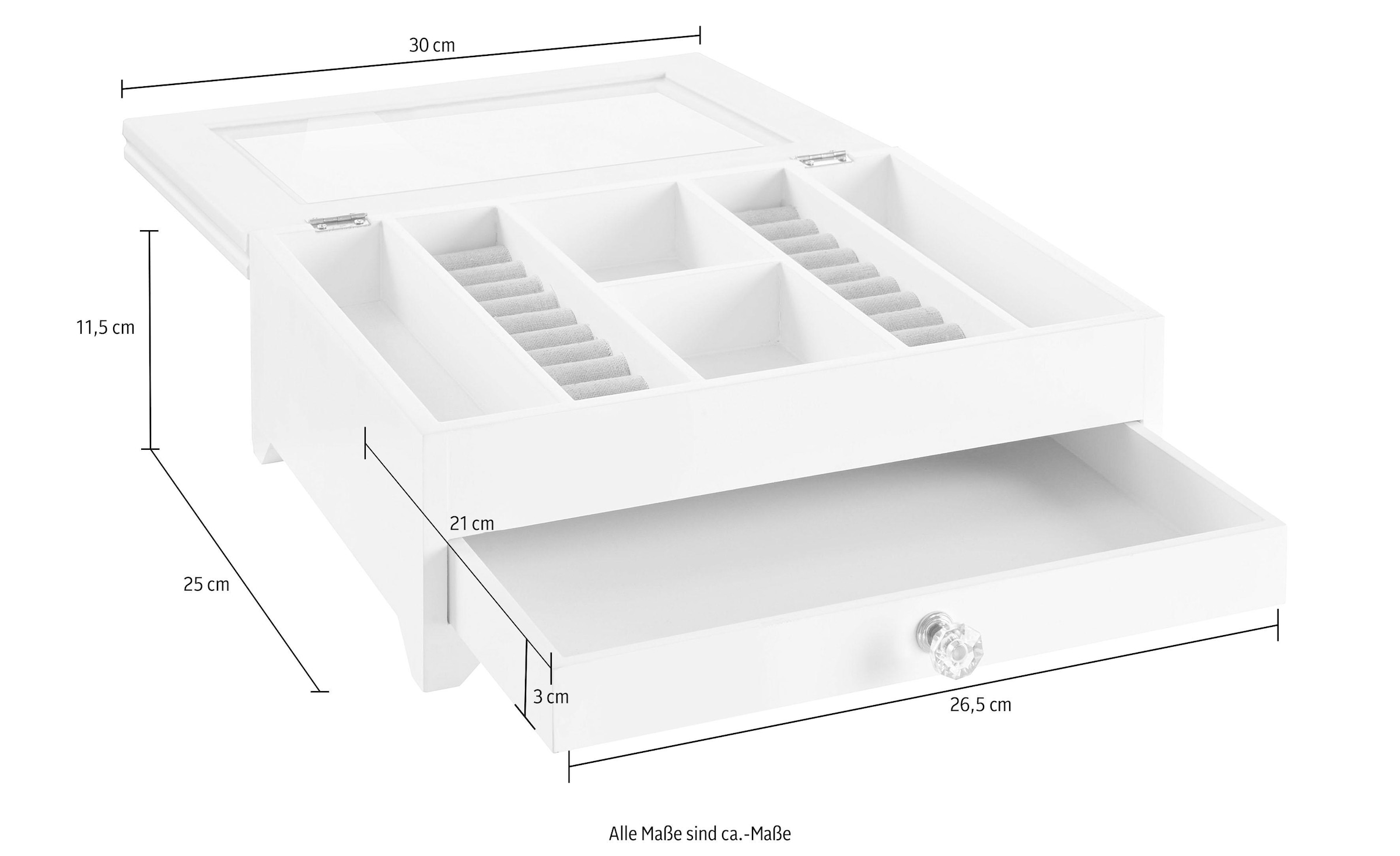 Home affaire Schmuckkasten, weiß, mit Schubkasten und Fächern