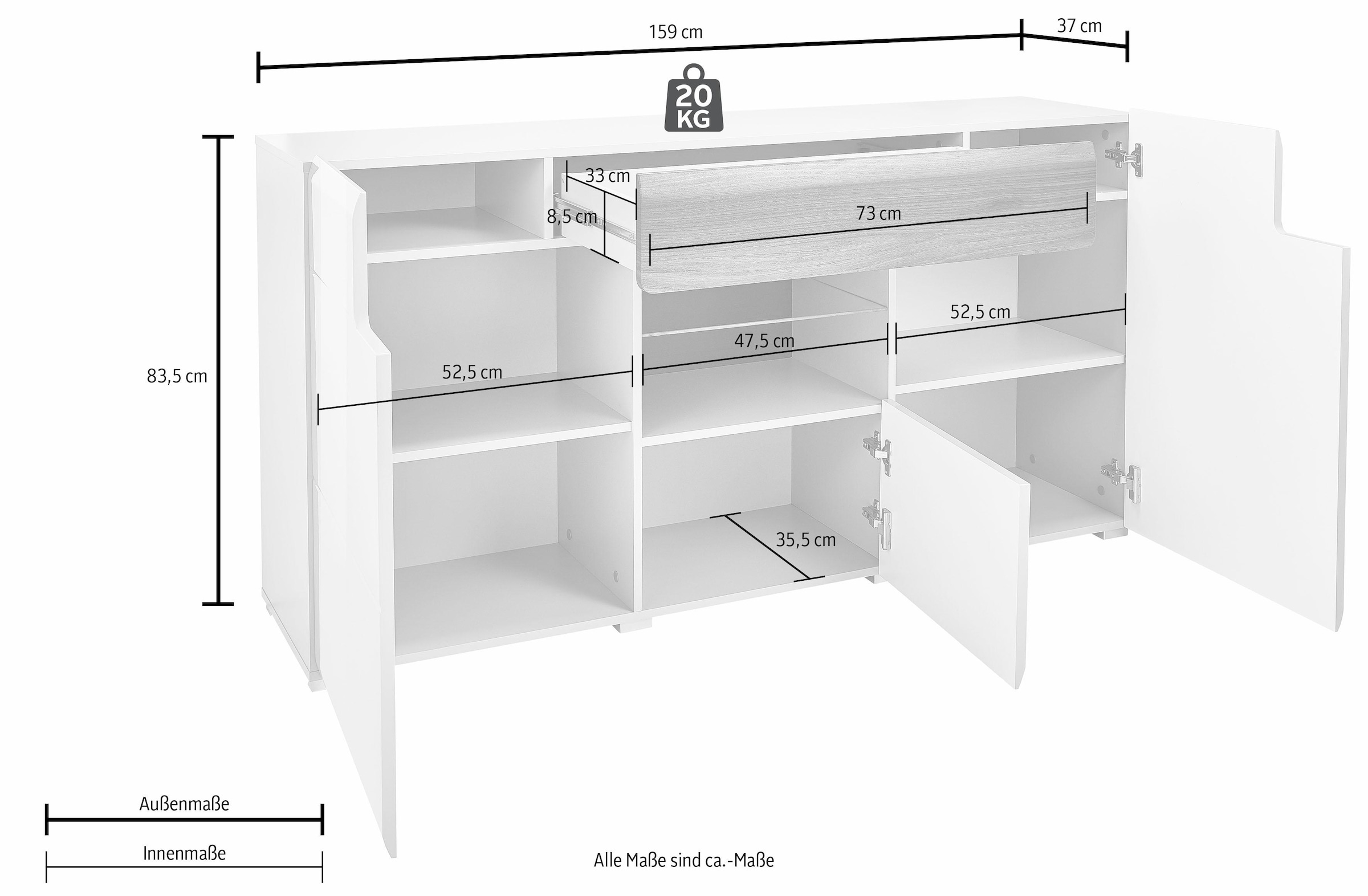 INOSIGN Sideboard »Toledo«, Breite 159 cm