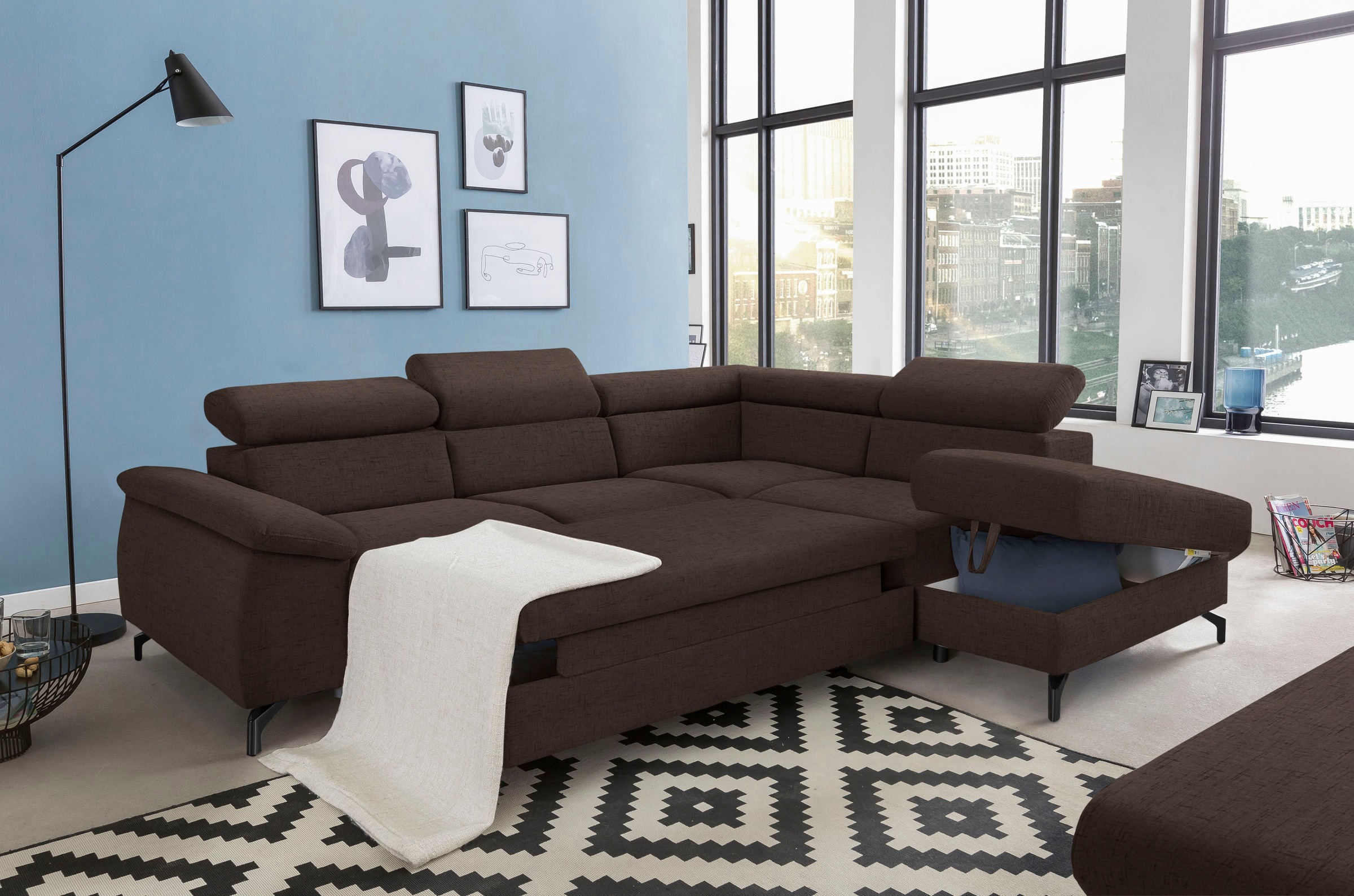 COTTA Ecksofa »Kitty L-Form, B: 249 cm«, mit Kopfteilverstellung, optional Bettfunktion & Bettkasten